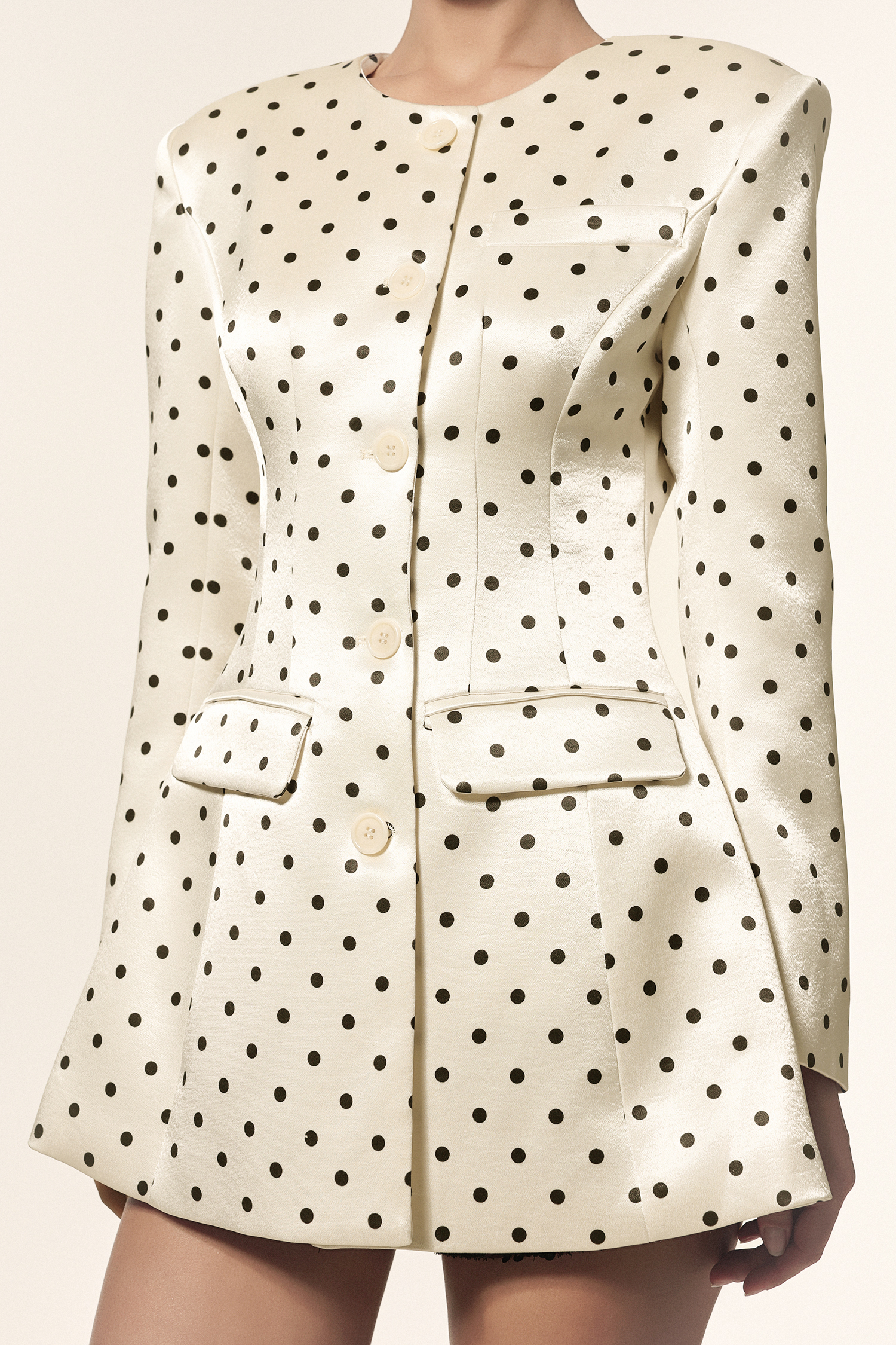 Saraja Round Neck Long Sleeves Dot Printed Top Coat