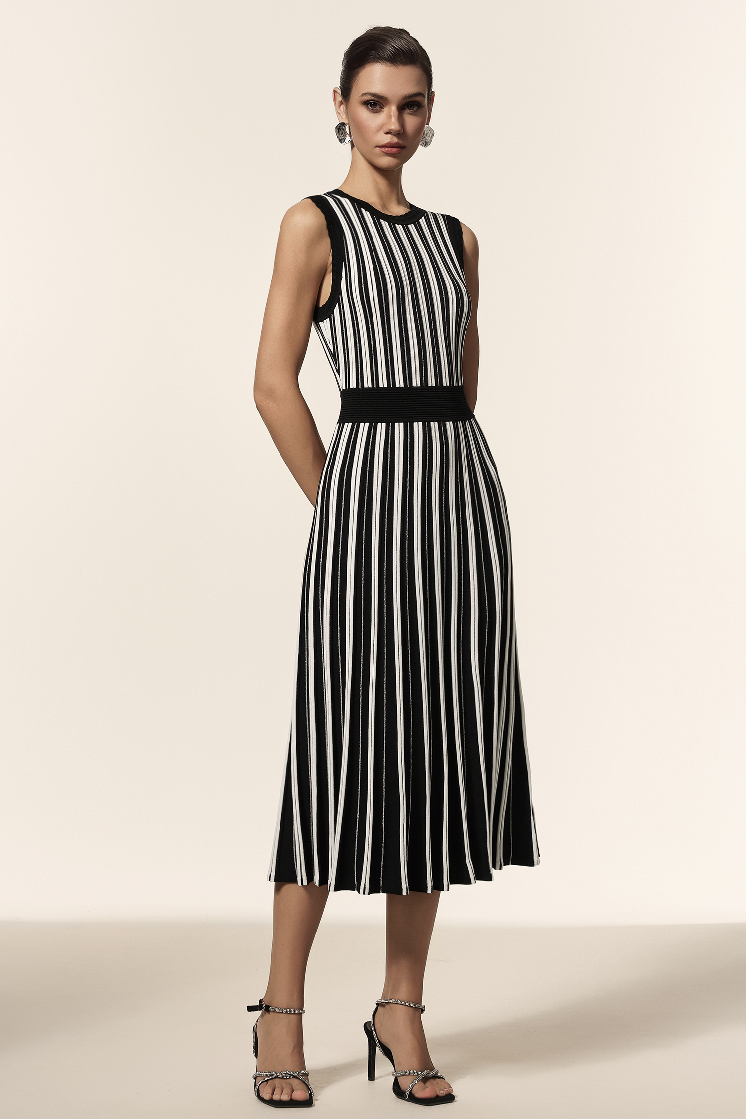 Encho Round Neck Sleeveless Midi Dress