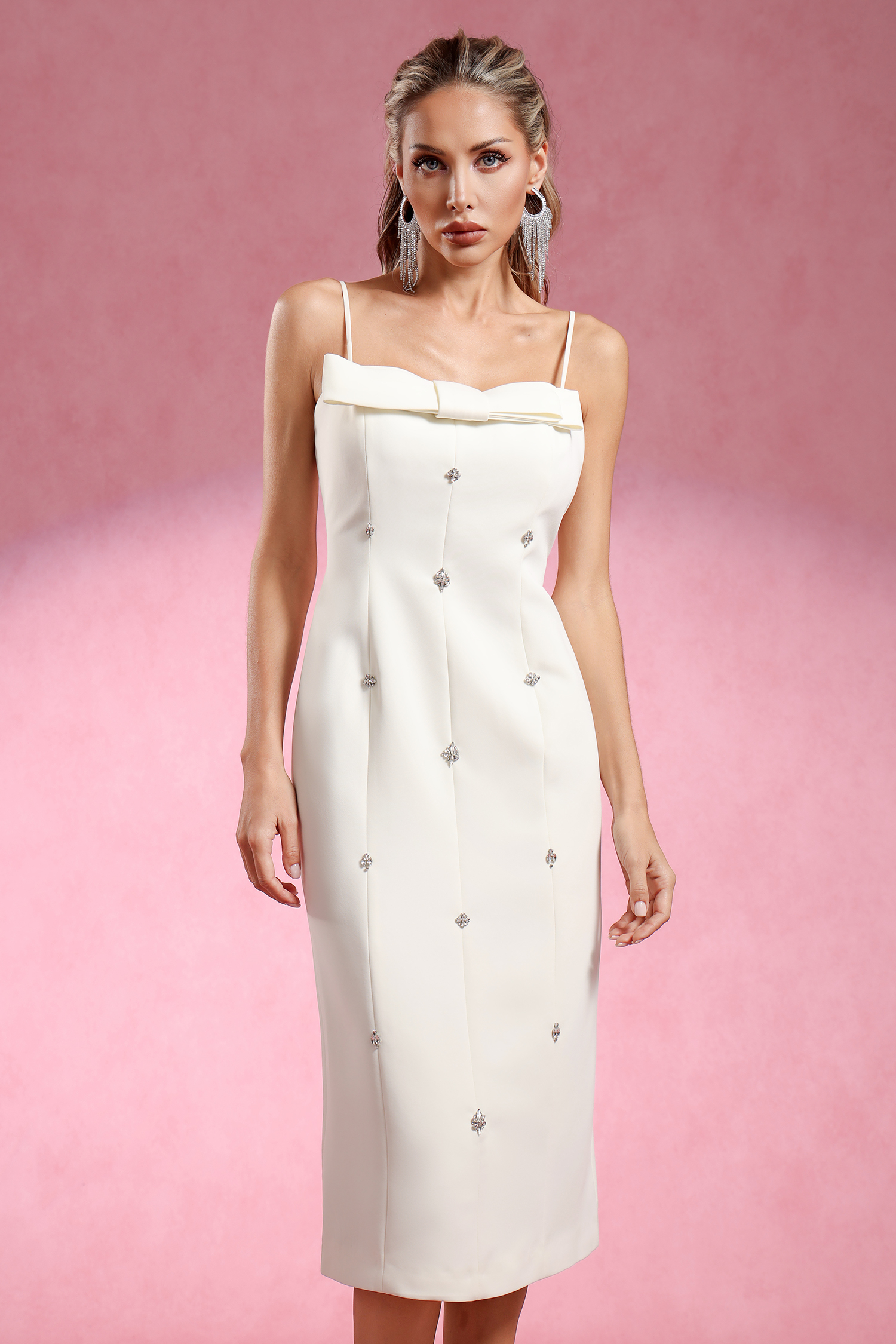 Rilia Sleeveless Bow Diamond Maxi Dress