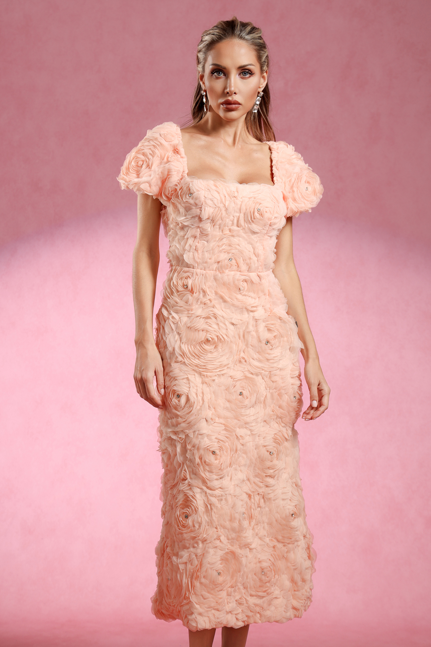 Maci Short Sleeve Flowers Maxi Dress