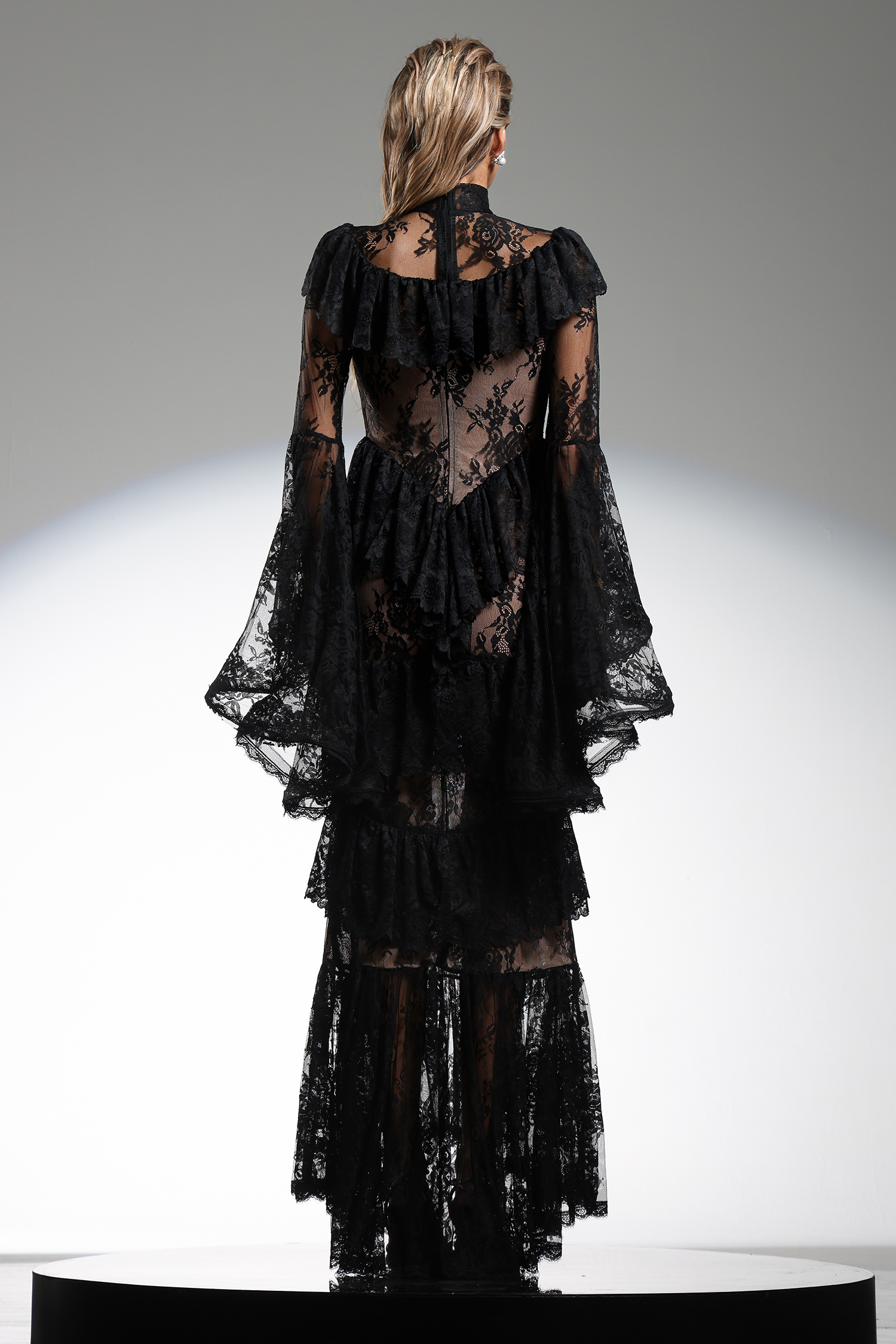 Malvina Long Sleeves Flounce Lace Maxi Dress