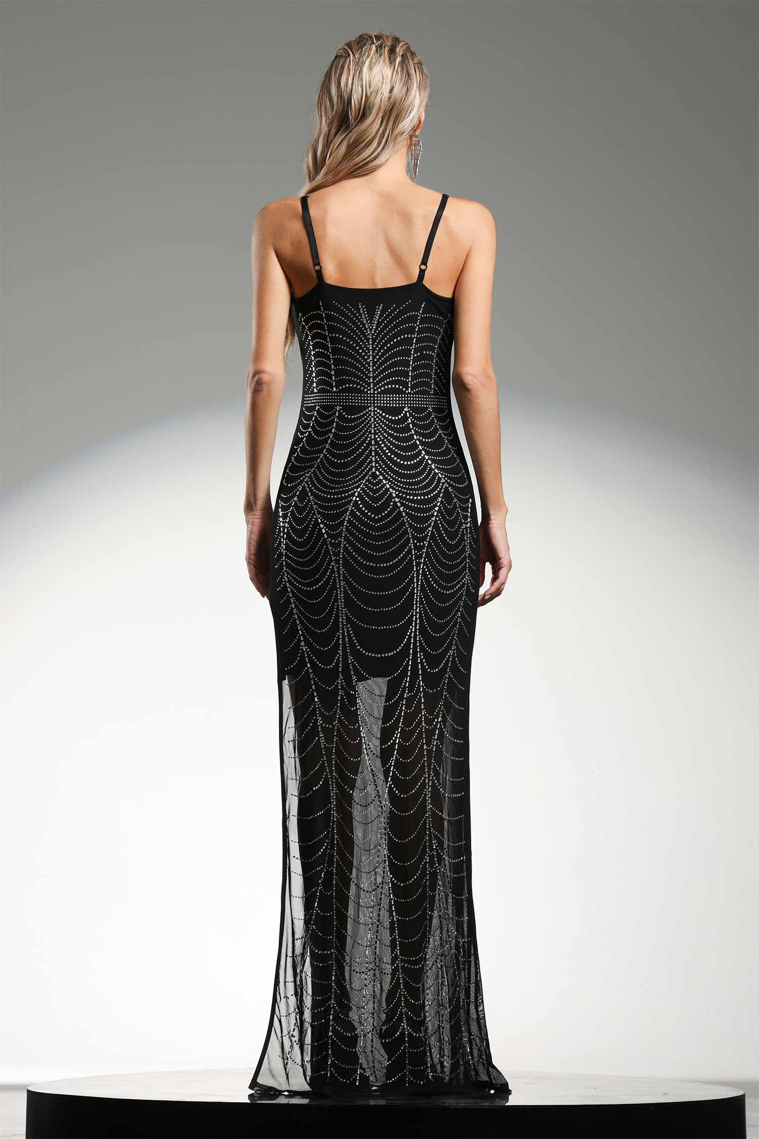 Zenobia Sleeveless Slit Diamond Maxi Dress – Bellabarnett