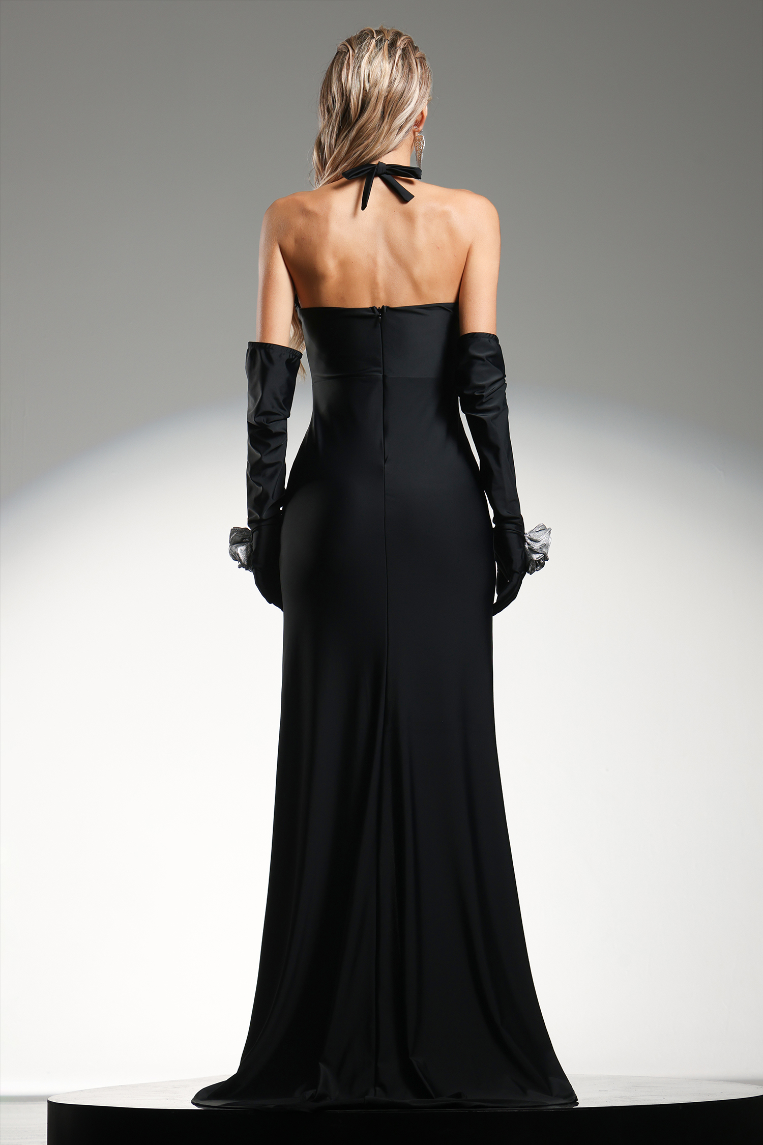 Majrela Halterneck Flowers High Slit Maxi Dress