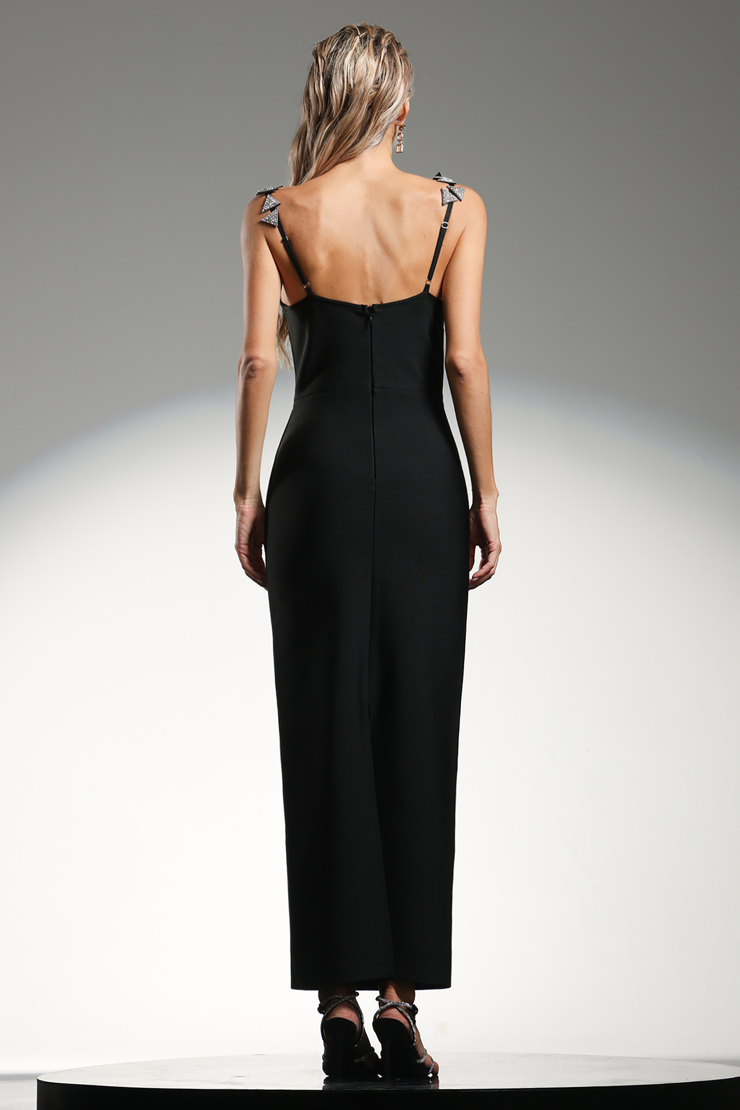 Zaniah Sleeveless Triangle Diamond Bandage Maxi Dress