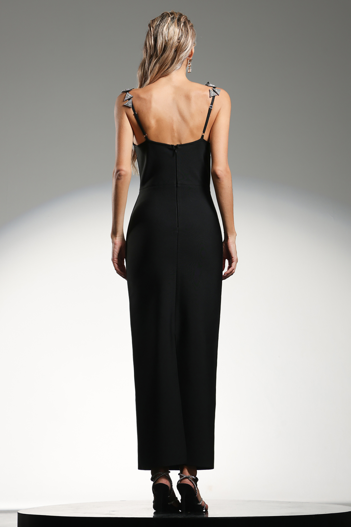 Zaniah Sleeveless Triangle Diamond Bandage Maxi Dress