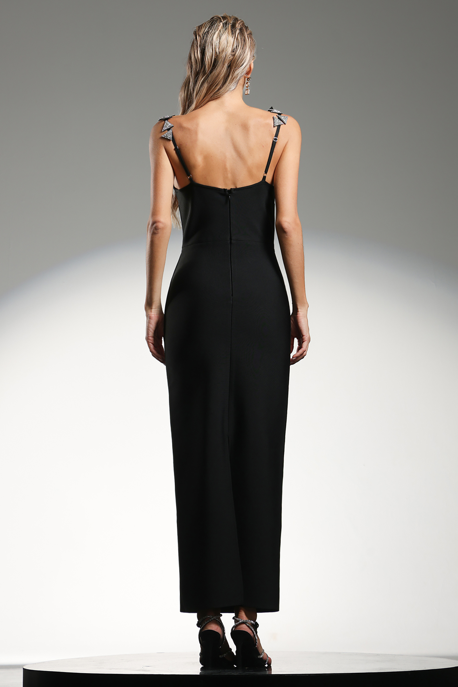 Zaniah Sleeveless Triangle Diamond Bandage Maxi Dress