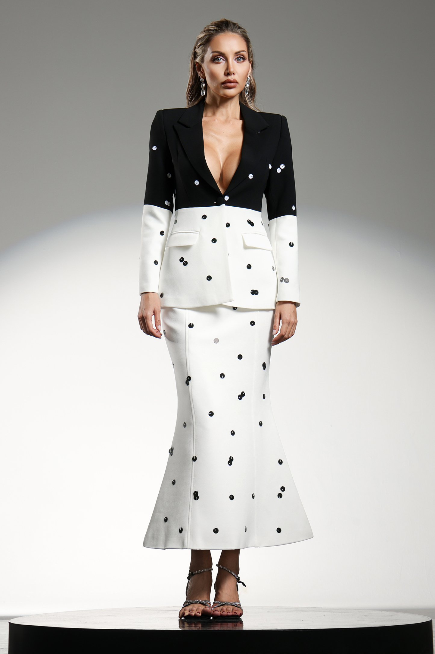 Jerlyn Long Sleeves Sequins Maxi Tow-piece Set