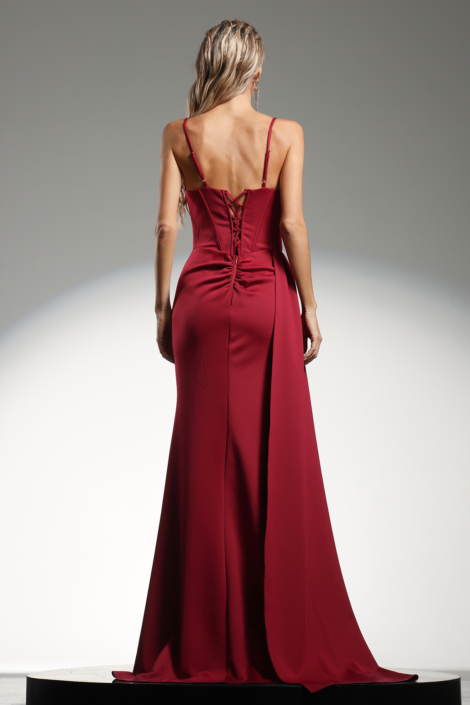 Ethel Sleeveless Strap Slit Diamond Maxi Dress