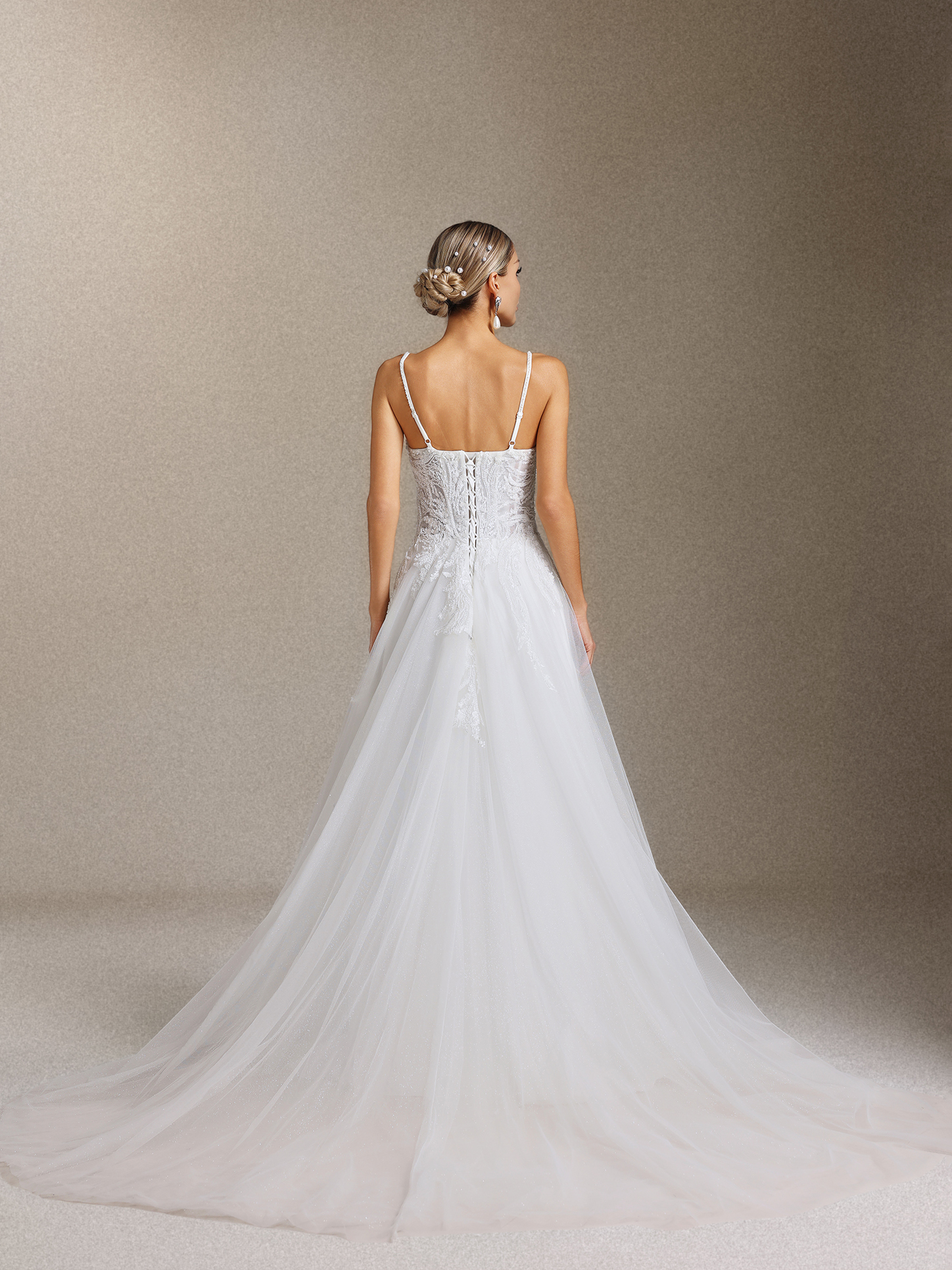 Yetta Beaded lace halter maxi wedding dress