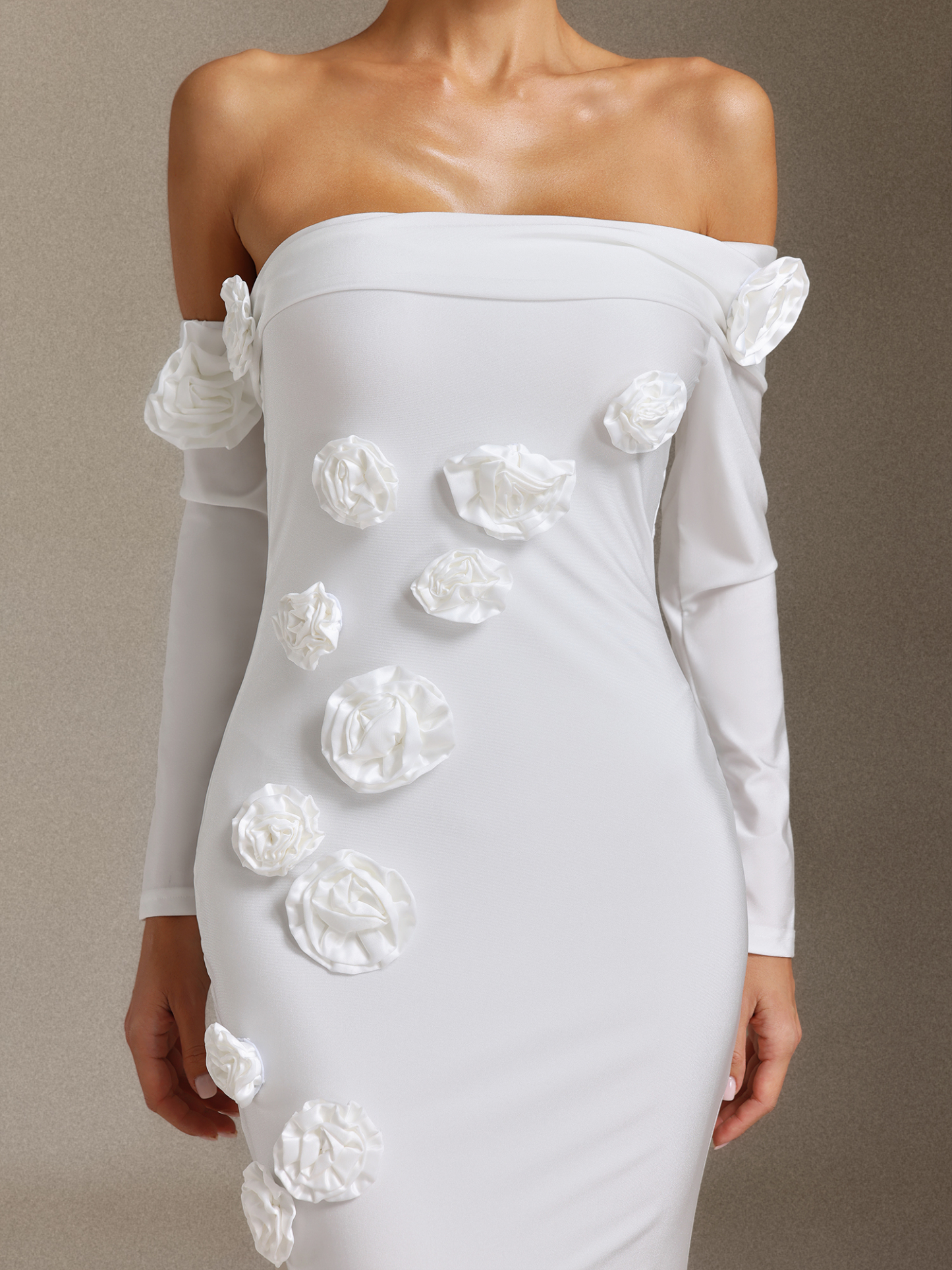 Nerlii Flower Off Shoulder Maxi Dress