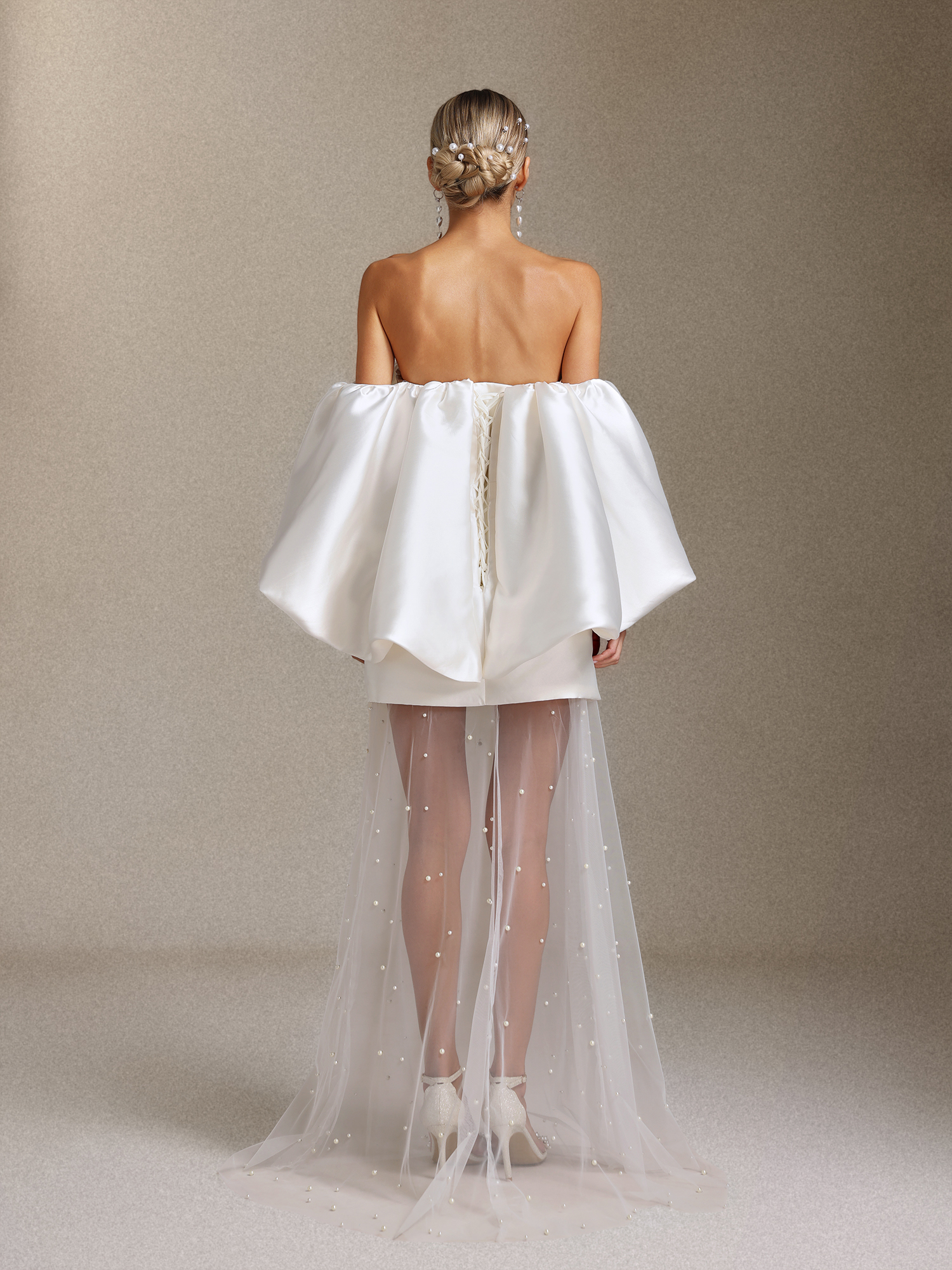 Lilya Off-the-shoulder pearl embroidery long wedding dress