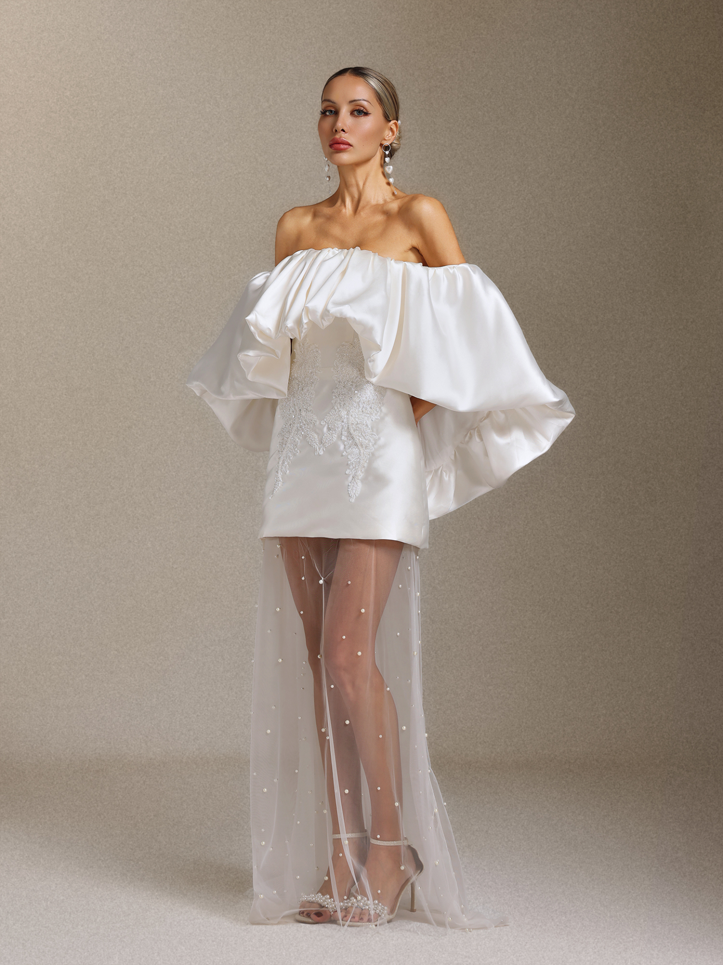 Lilya Off-the-shoulder pearl embroidery long wedding dress