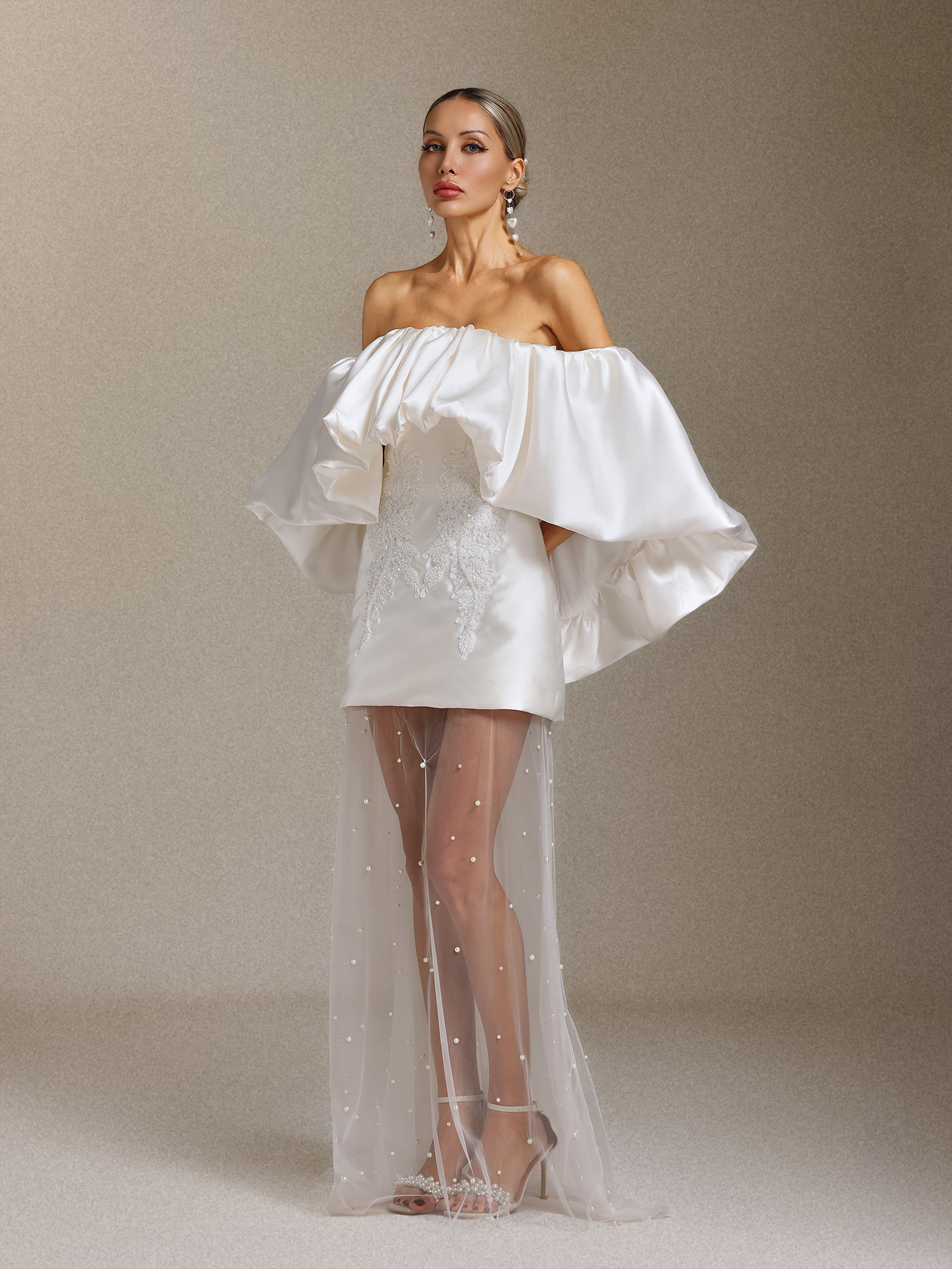 Lilya Off-the-shoulder pearl embroidery long wedding dress