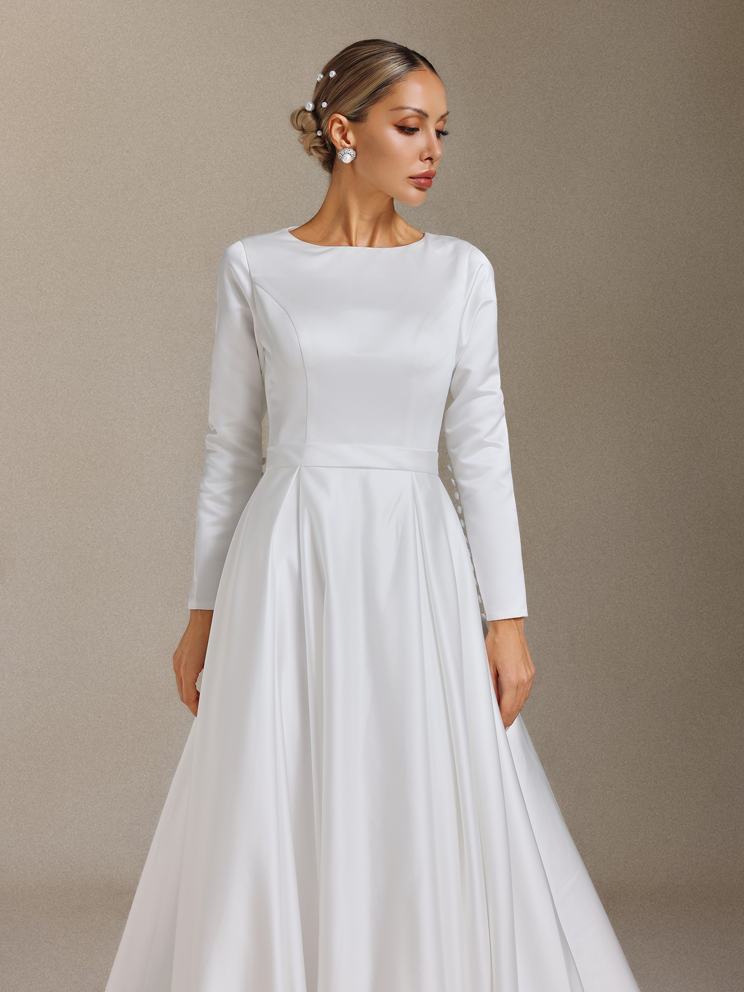 Marcia Long sleeves Row buckle Maxi Dress