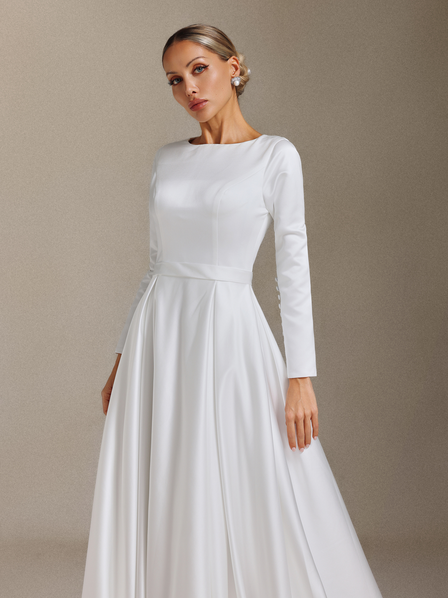 Marcia Long sleeves Row buckle Maxi Dress