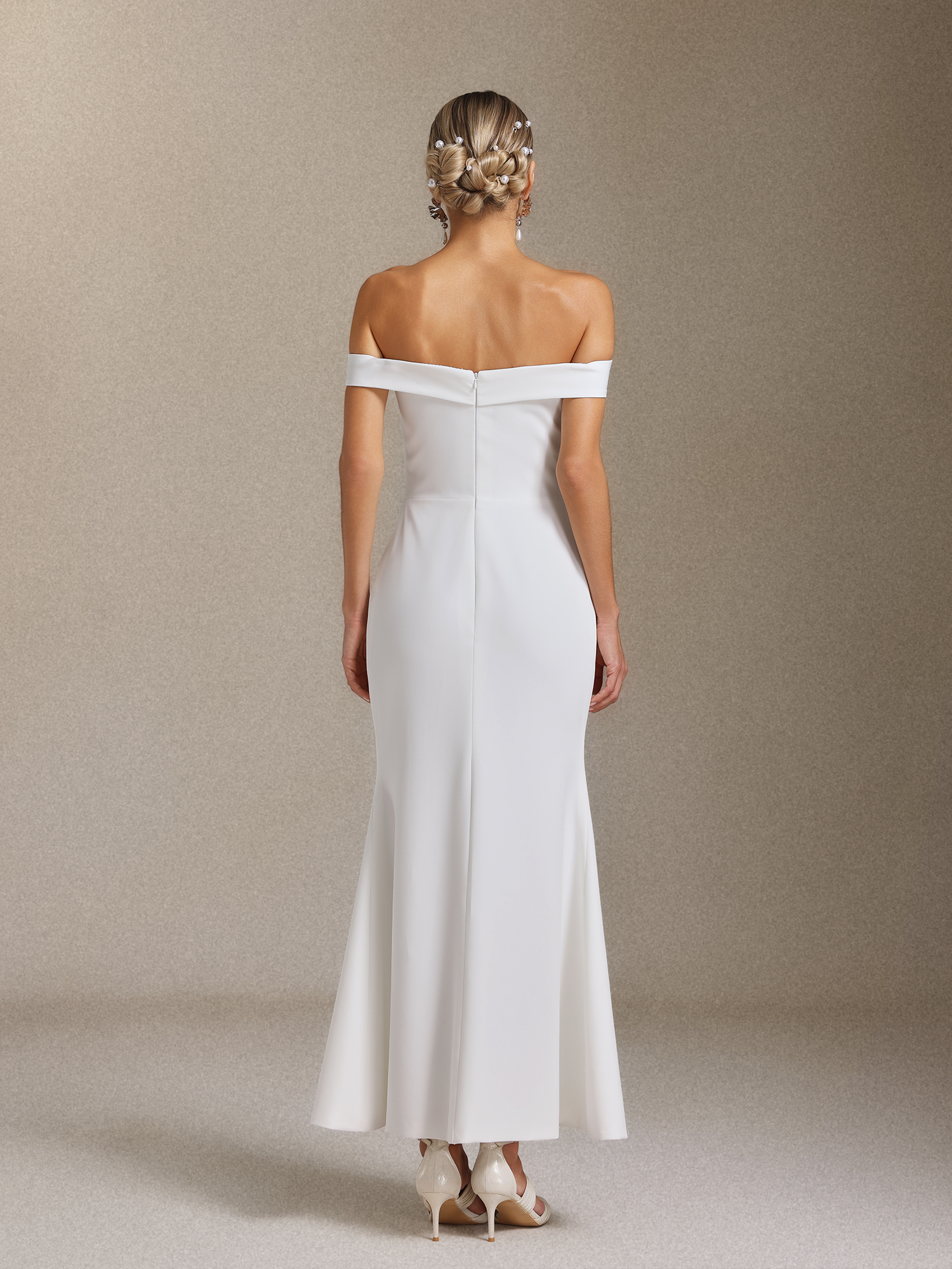 Guga Off-the-shoulder, lapel and slit maxi dress