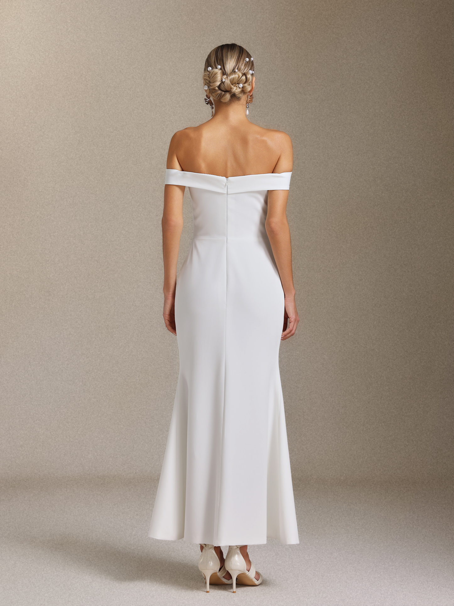 Guga Off-the-shoulder, lapel and slit maxi dress