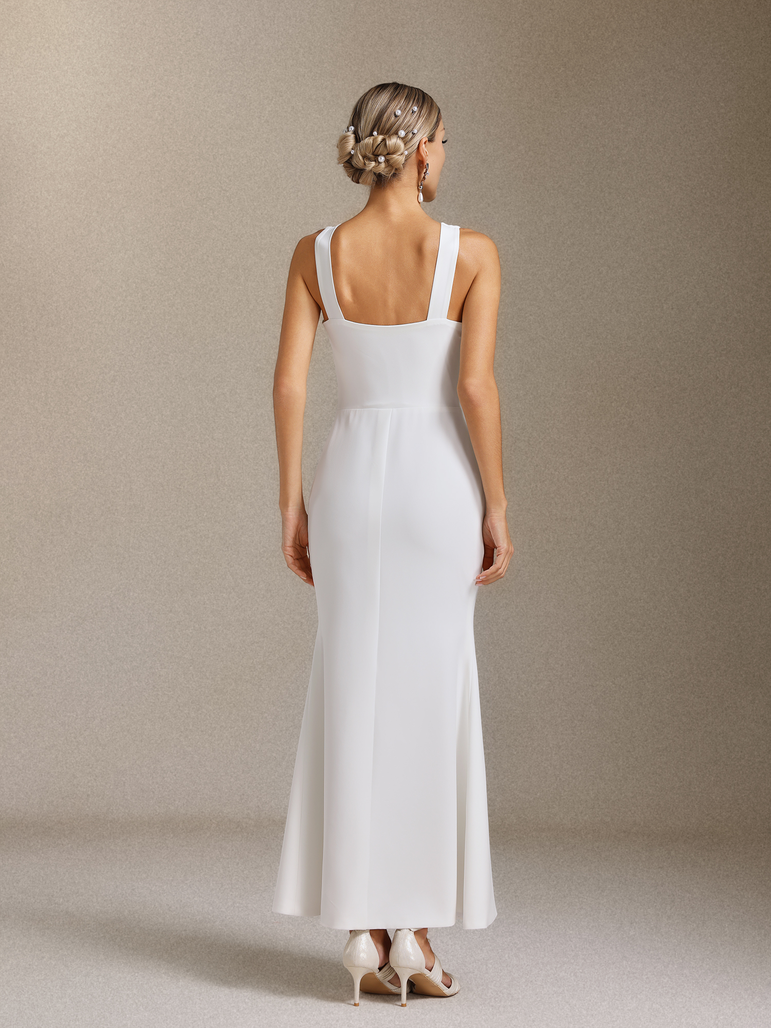 Priscilla Square-neck halter maxi dress