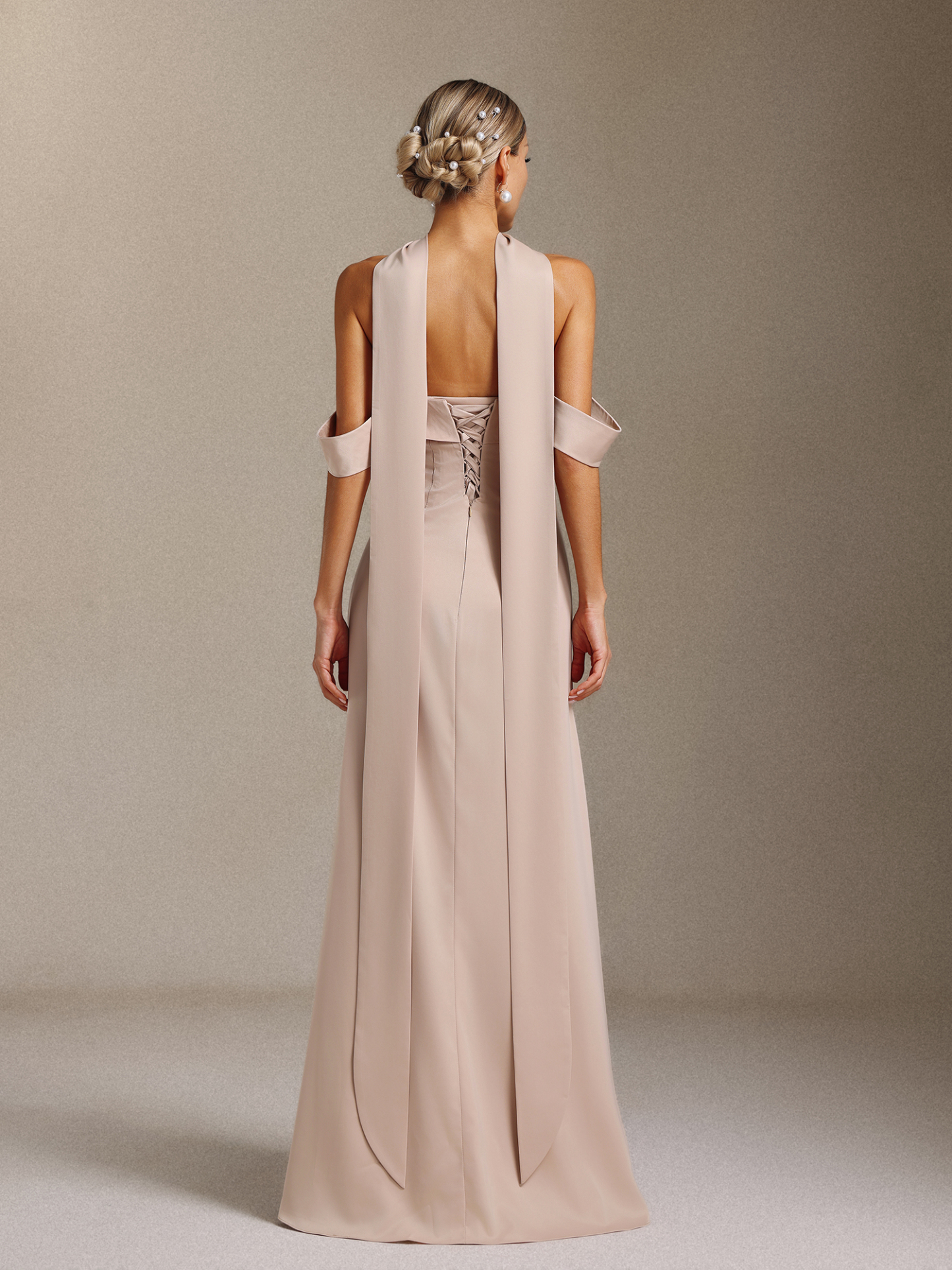 Vanina Off-the-shoulder ribbon maxi dress