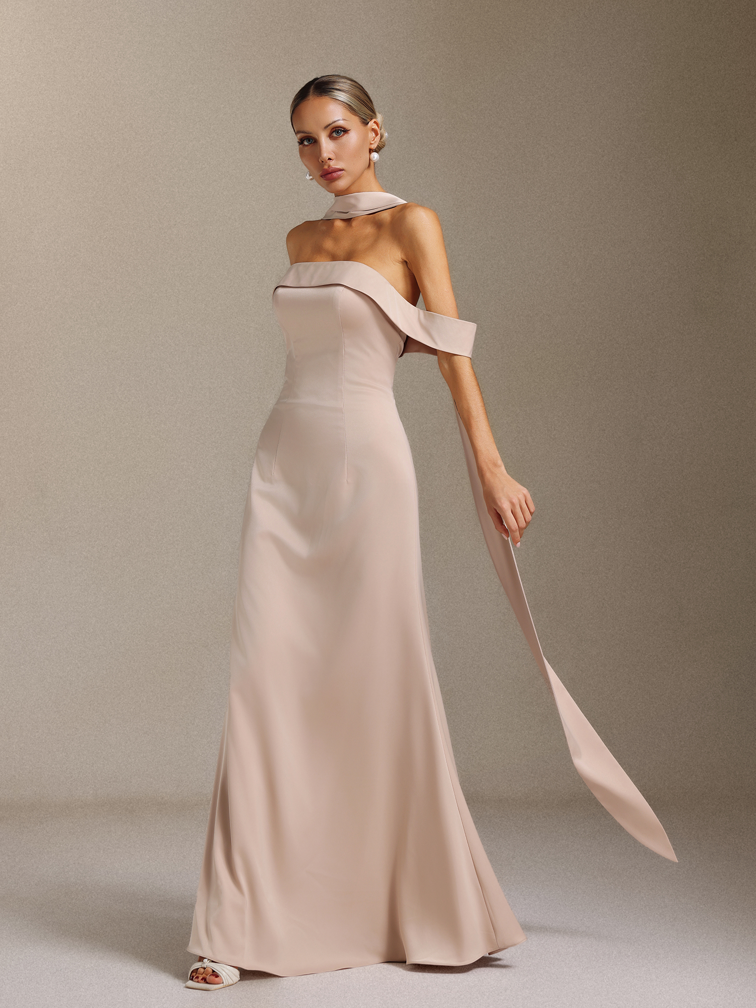 Vanina Off-the-shoulder ribbon maxi dress