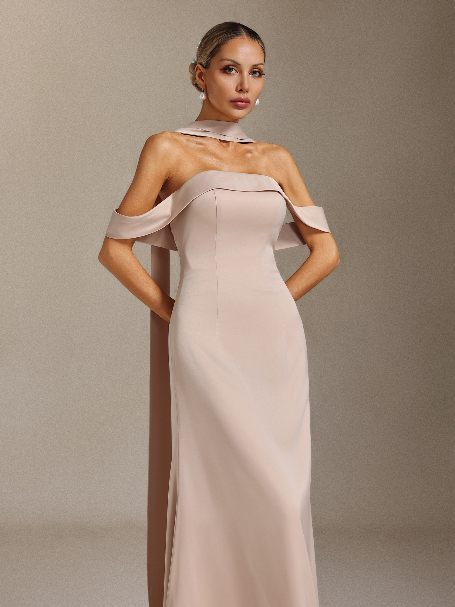 Vanina Off-the-shoulder ribbon maxi dress