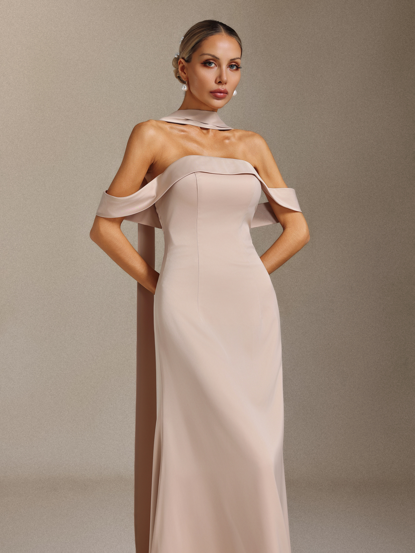 Vanina Off-the-shoulder ribbon maxi dress