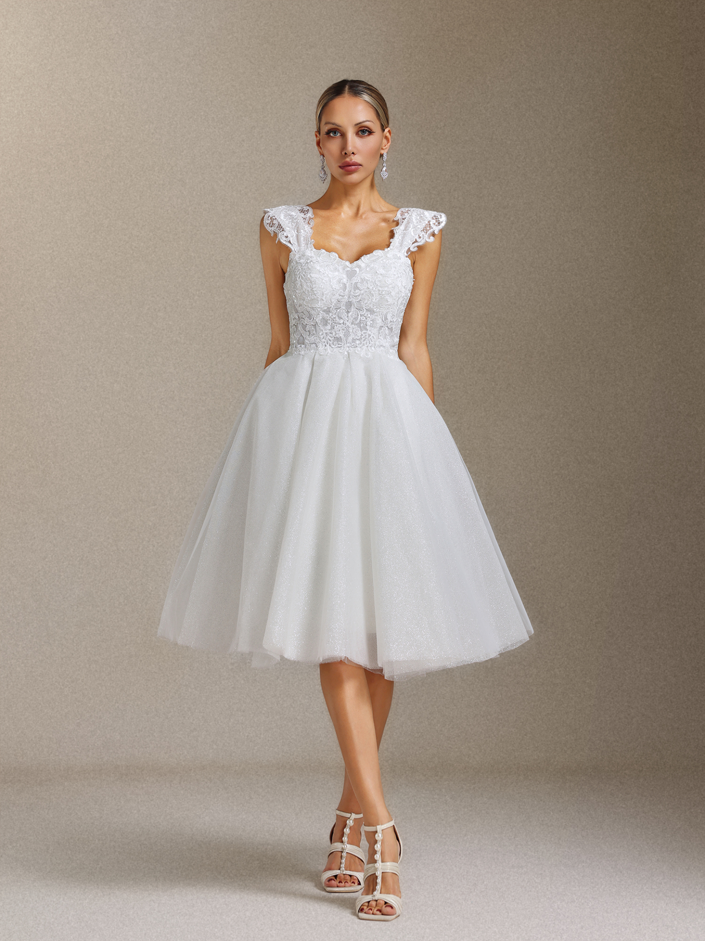 Yamaly Lace glitter tulle off-shoulder mini skirt