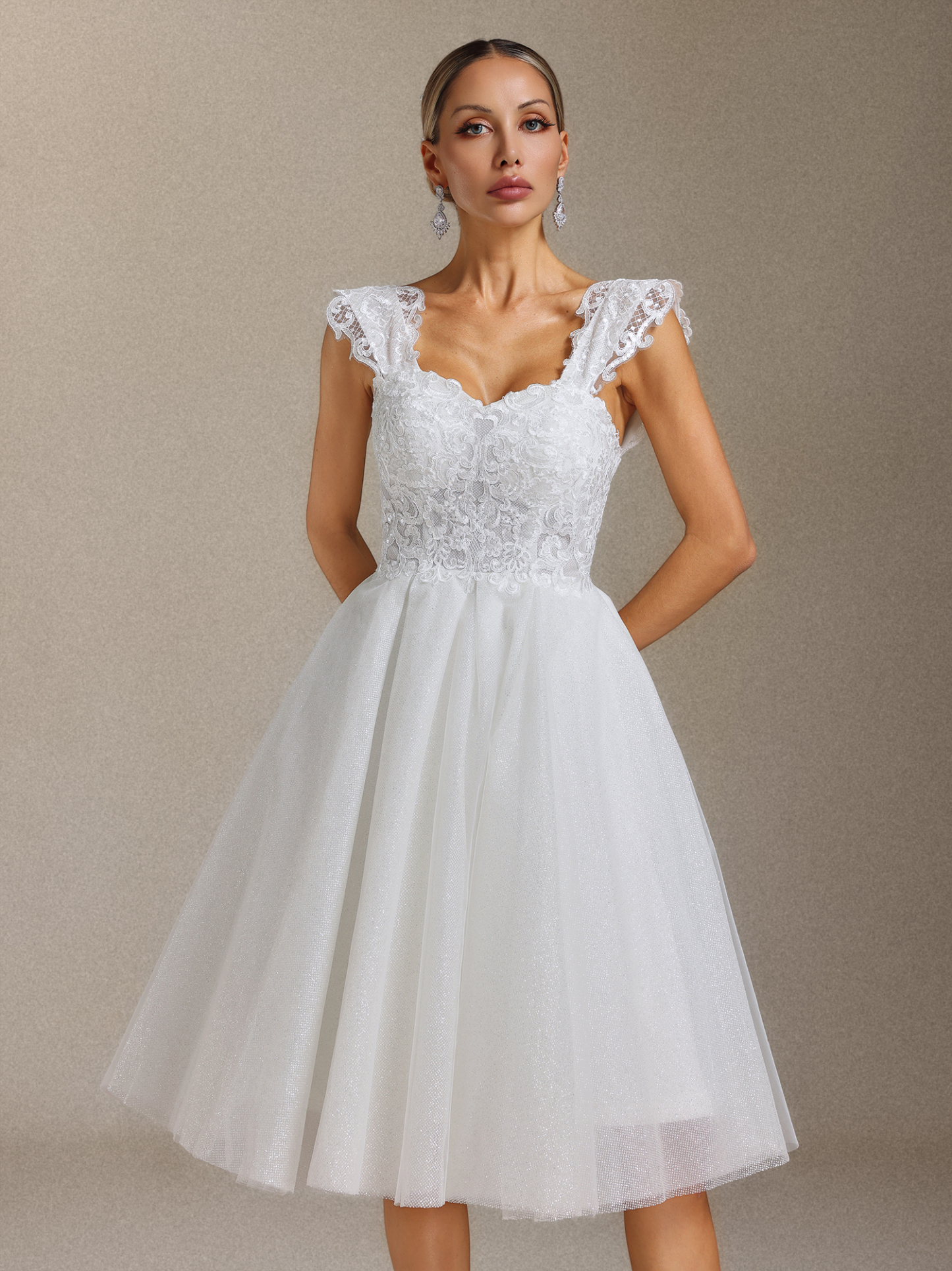 Yamaly Lace glitter tulle off-shoulder mini skirt