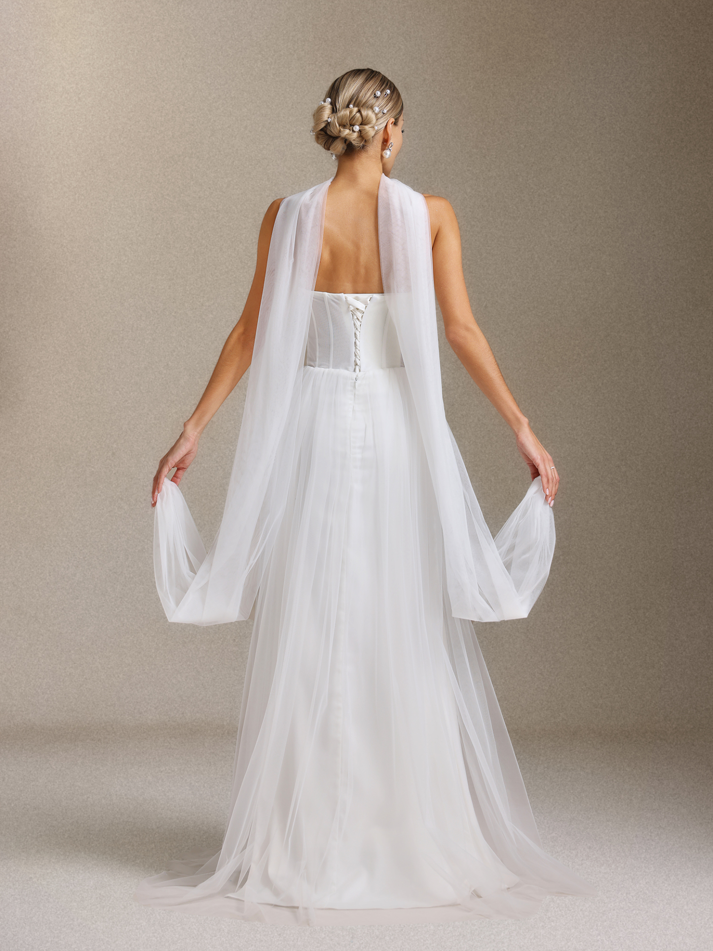 Vanessa Pleated light gauze fishbone strapless maix wedding dress