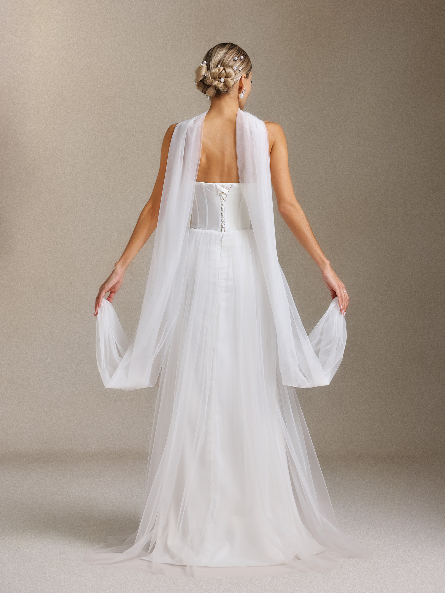 Vanessa Pleated light gauze fishbone strapless maix wedding dress