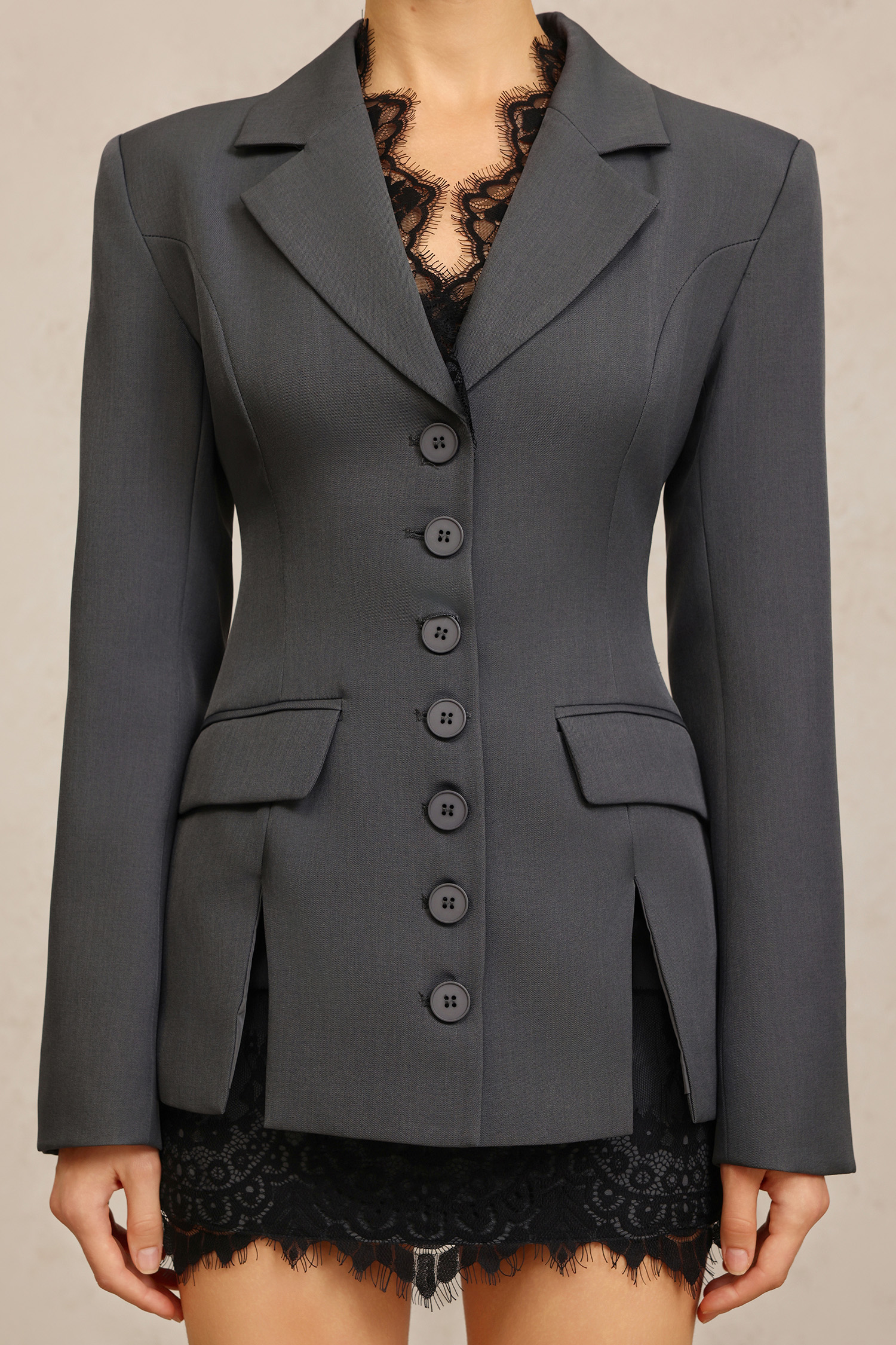 Sydnie Long Sleeves Lace Flowers Top And Skirt Two-Piece Set