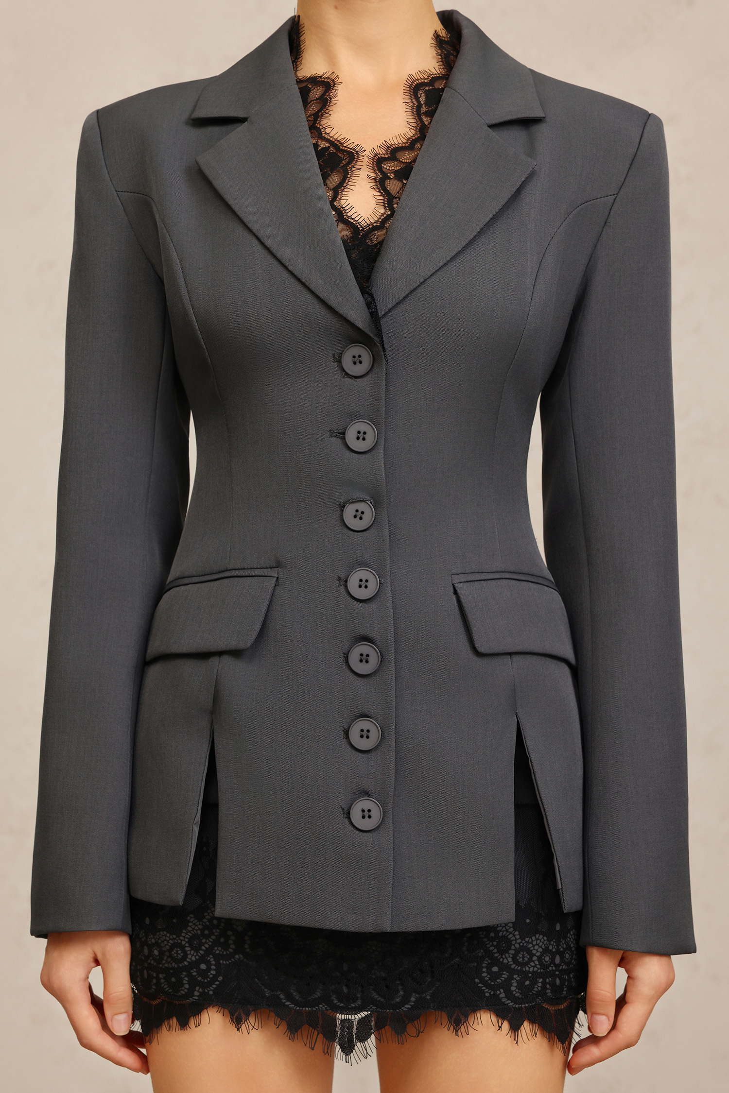 Sydnie Long Sleeves Lace Flowers Top And Skirt Two-Piece Set