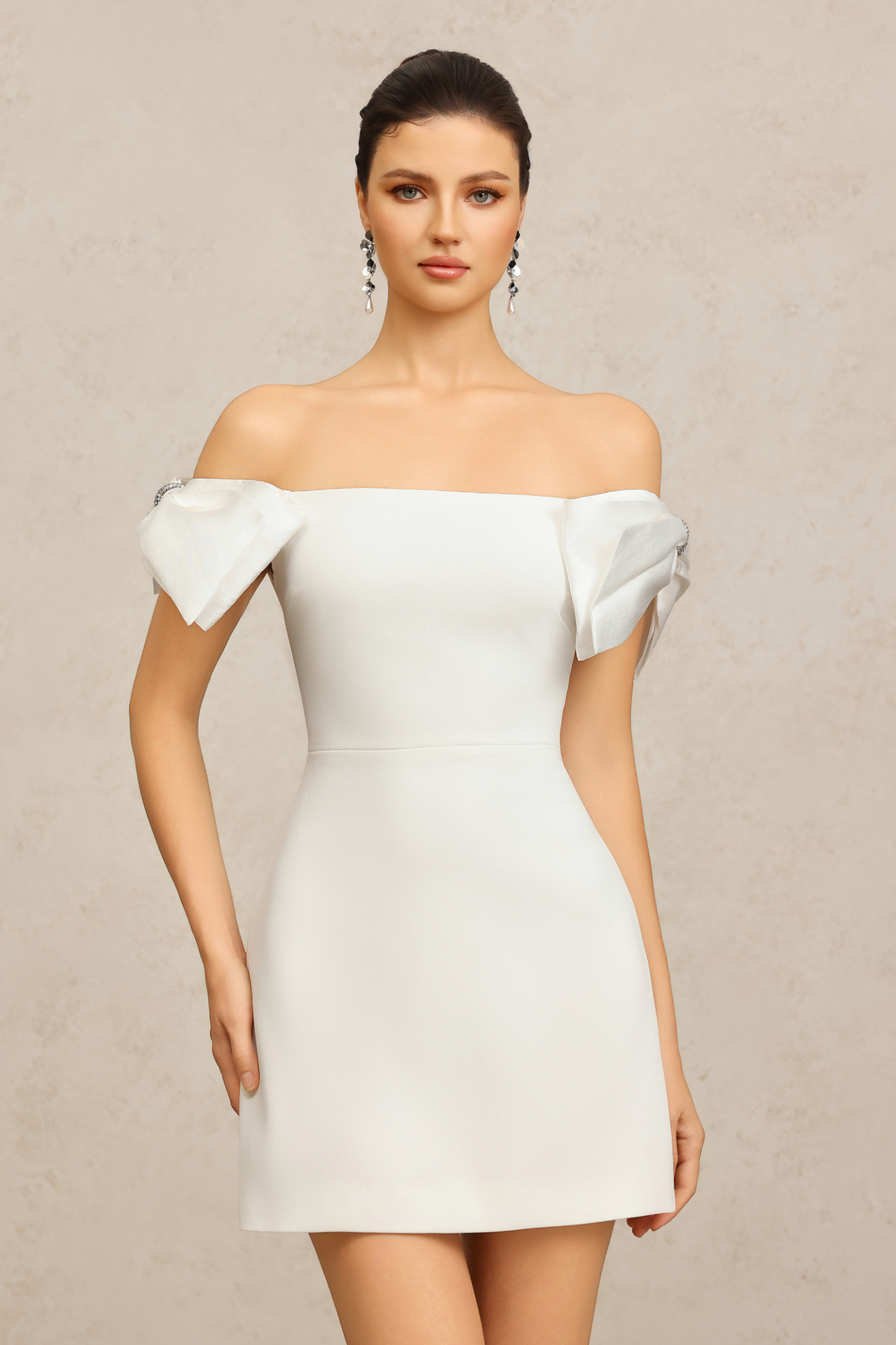 Margot Off-The-Shoulder Bowknot Mini Dress