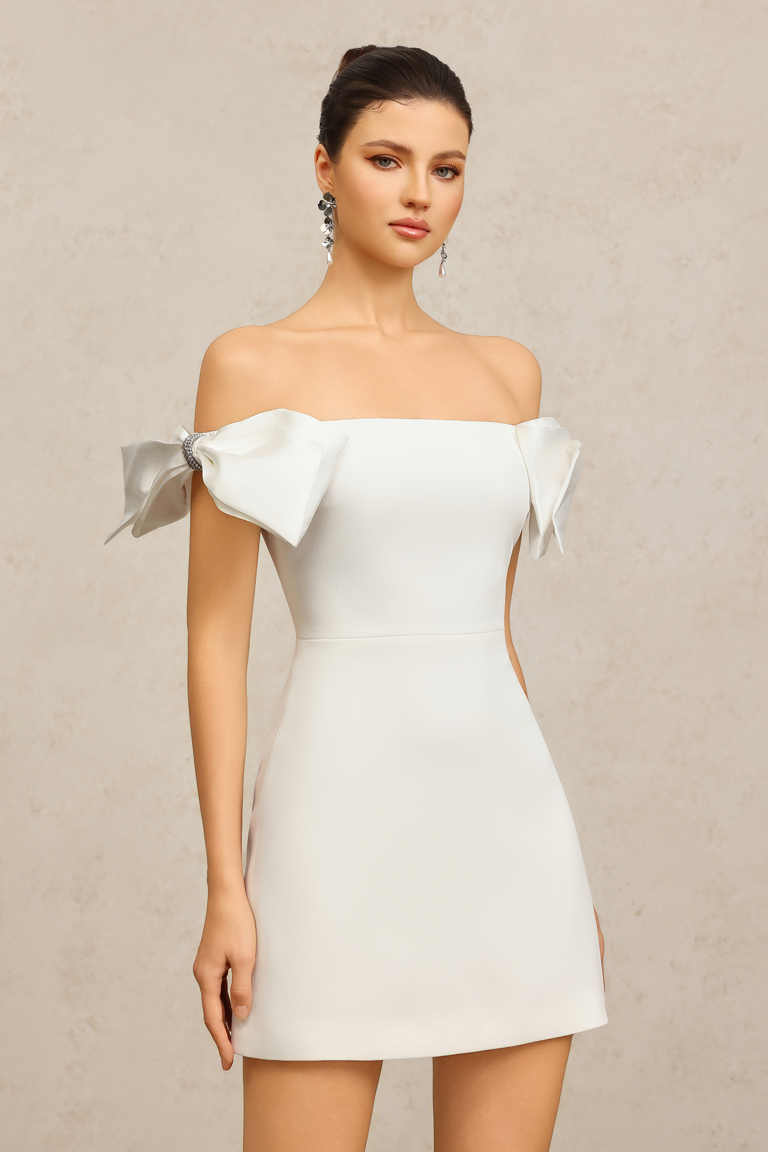 Margot Off-The-Shoulder Bowknot Mini Dress