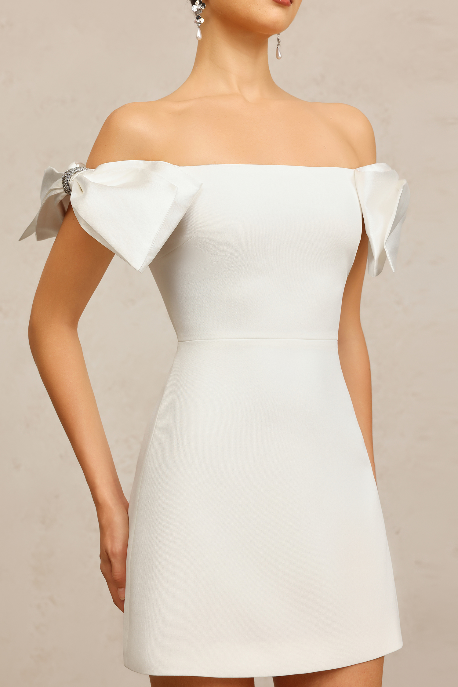 Margot Off-The-Shoulder Bowknot Mini Dress