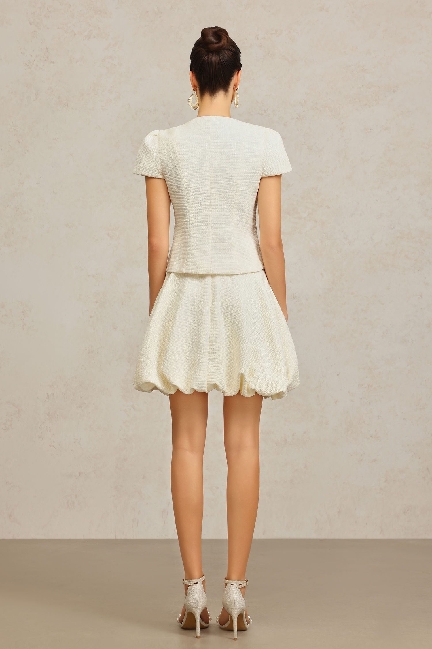 Yuni Round Neck Short Sleeves Top And Bud Skirt Two-Piece Set