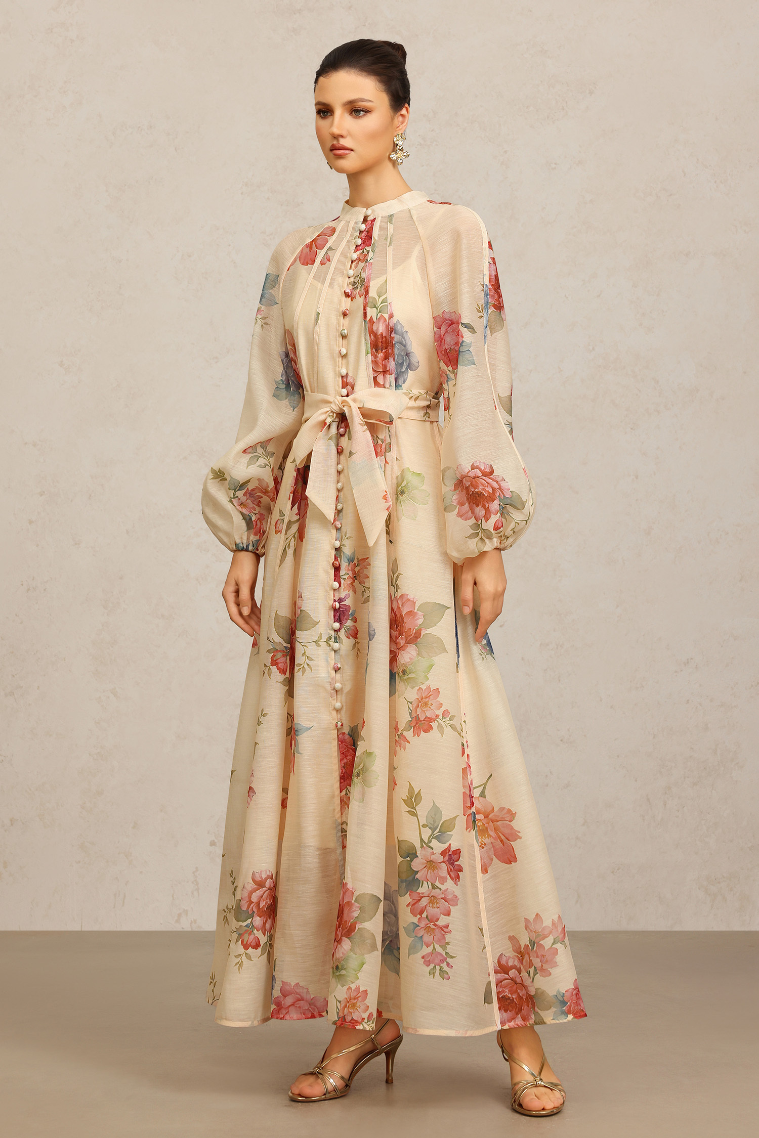 Neal Long Sleeves Floral Printed Maxi Dress