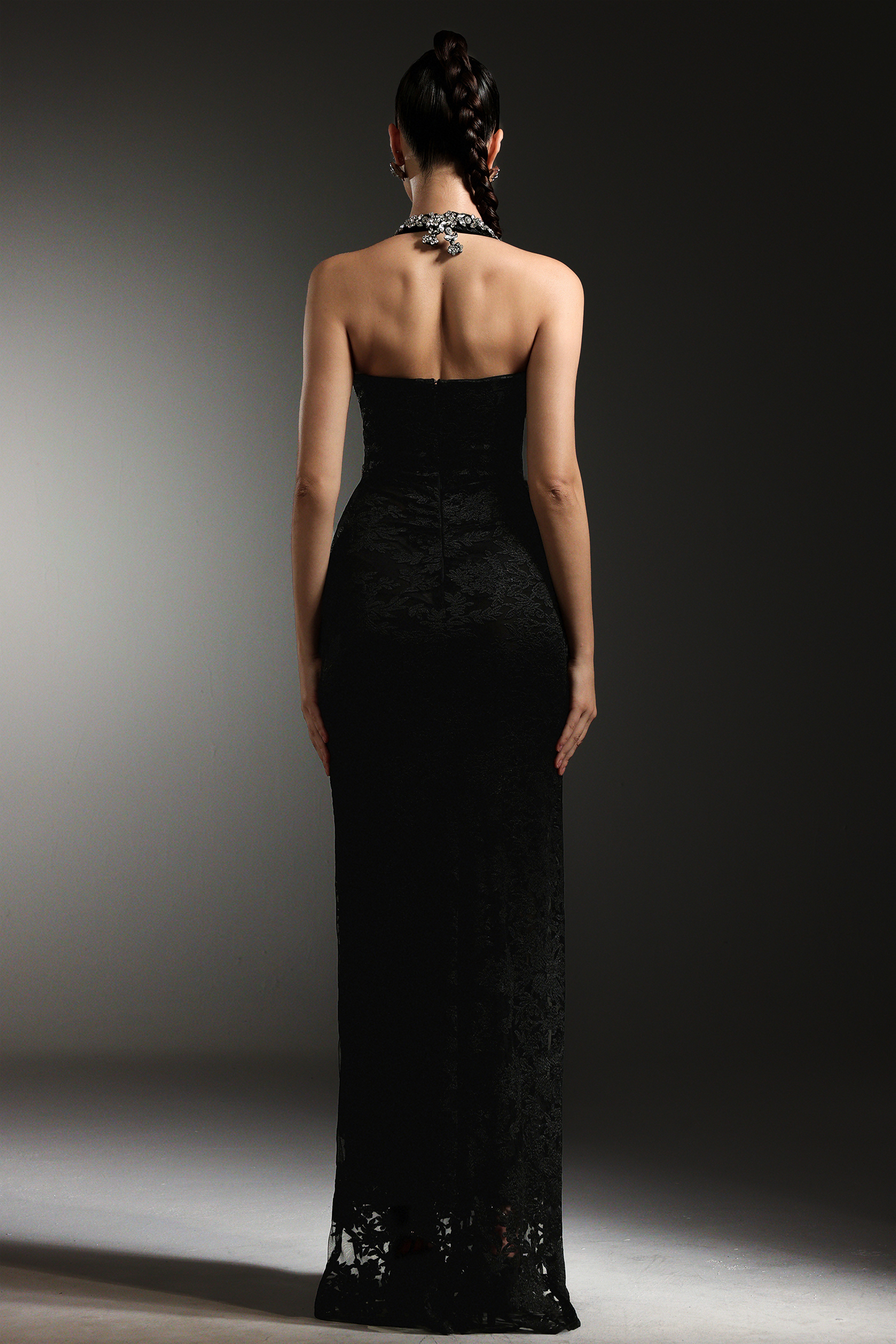 Saffie Sleeveless V-Neck Diamond Maxi Dress