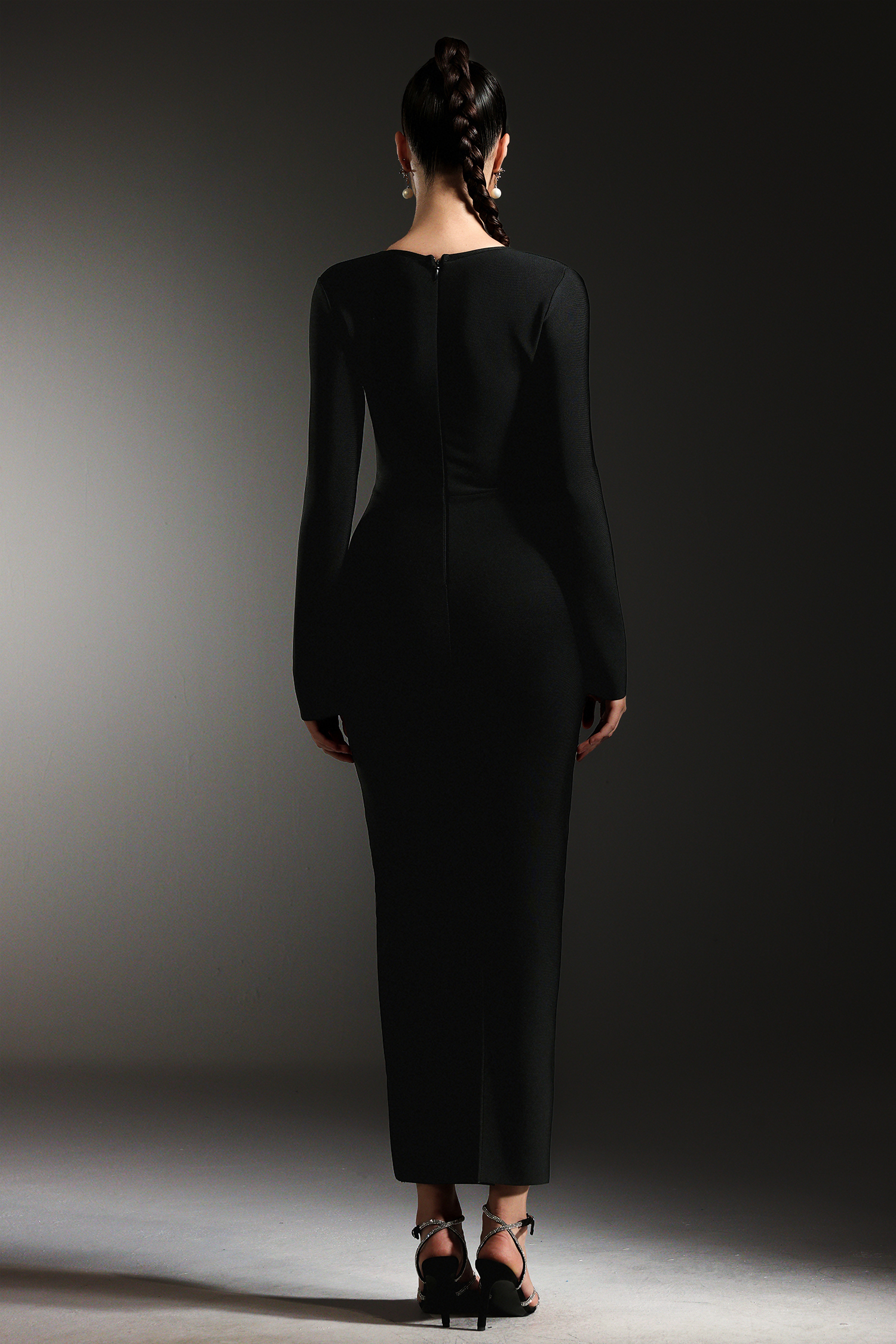 Vinly Long Sleeves Diamond Bandage Maxi Dress