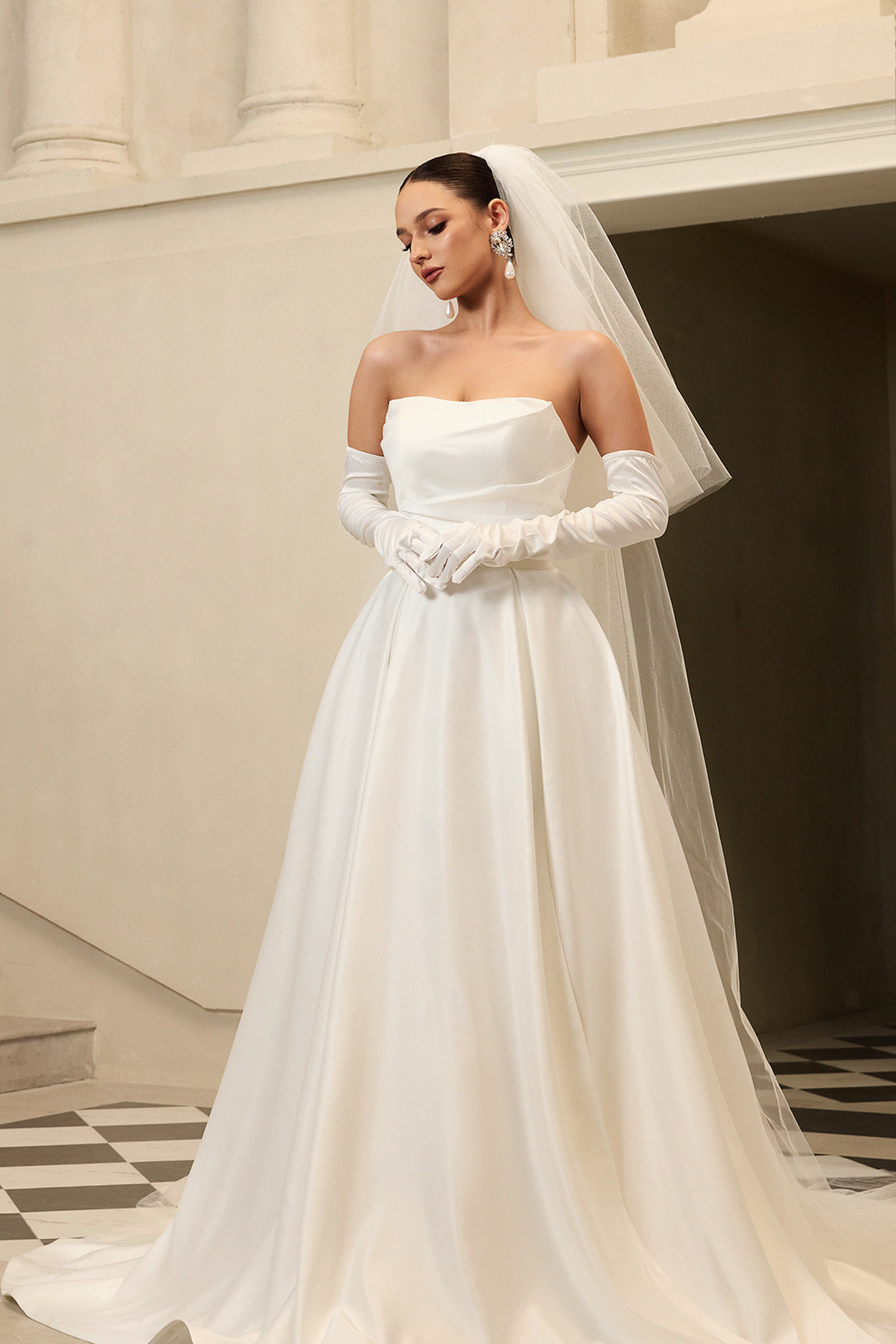 Yahir Strapless and slit wedding maxi dress