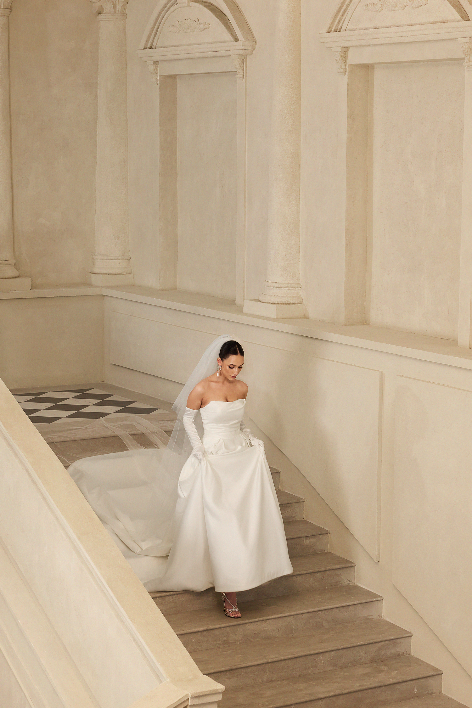 Yahir Strapless and slit wedding maxi dress