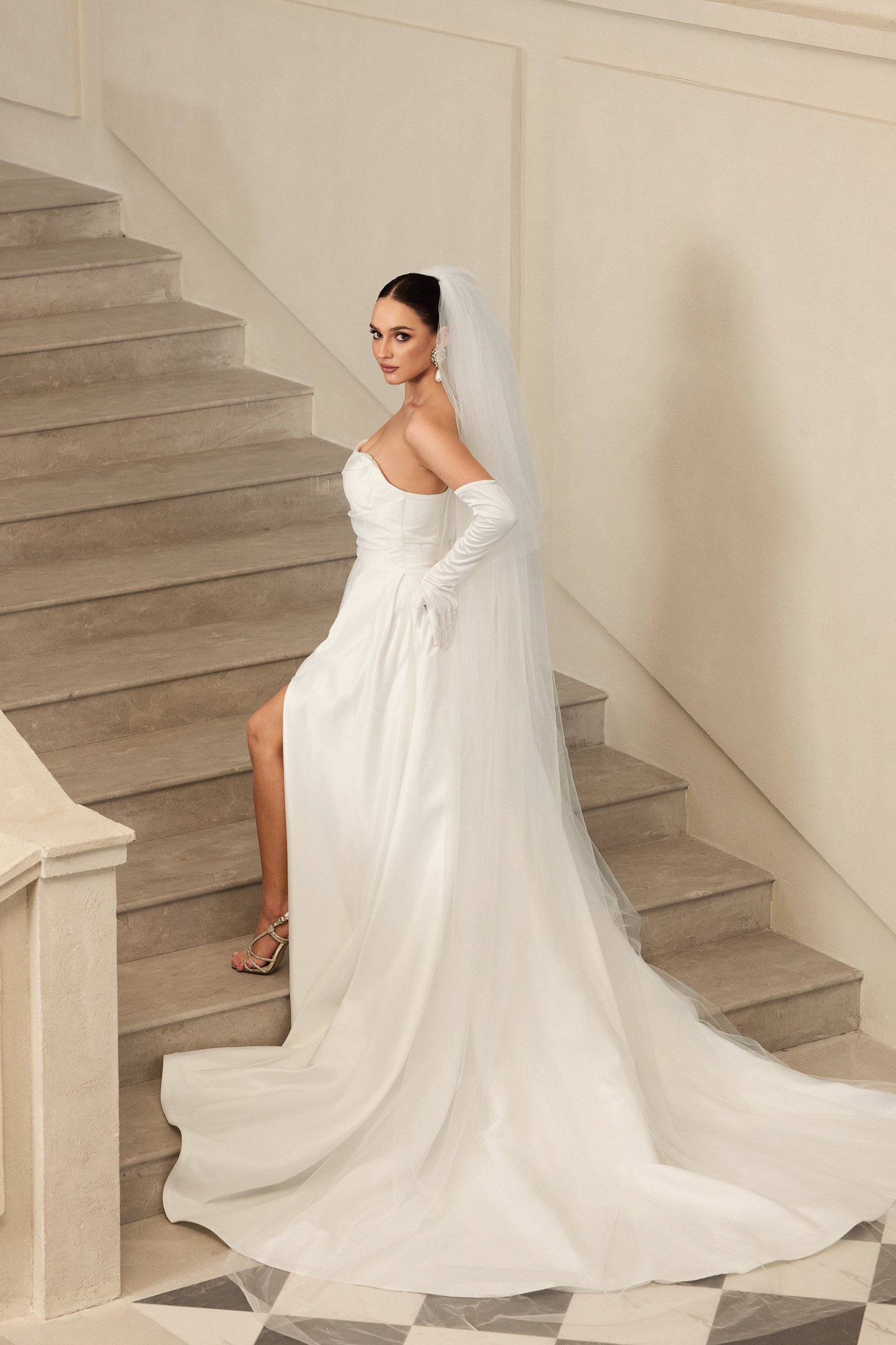 Yahir Strapless and slit wedding maxi dress