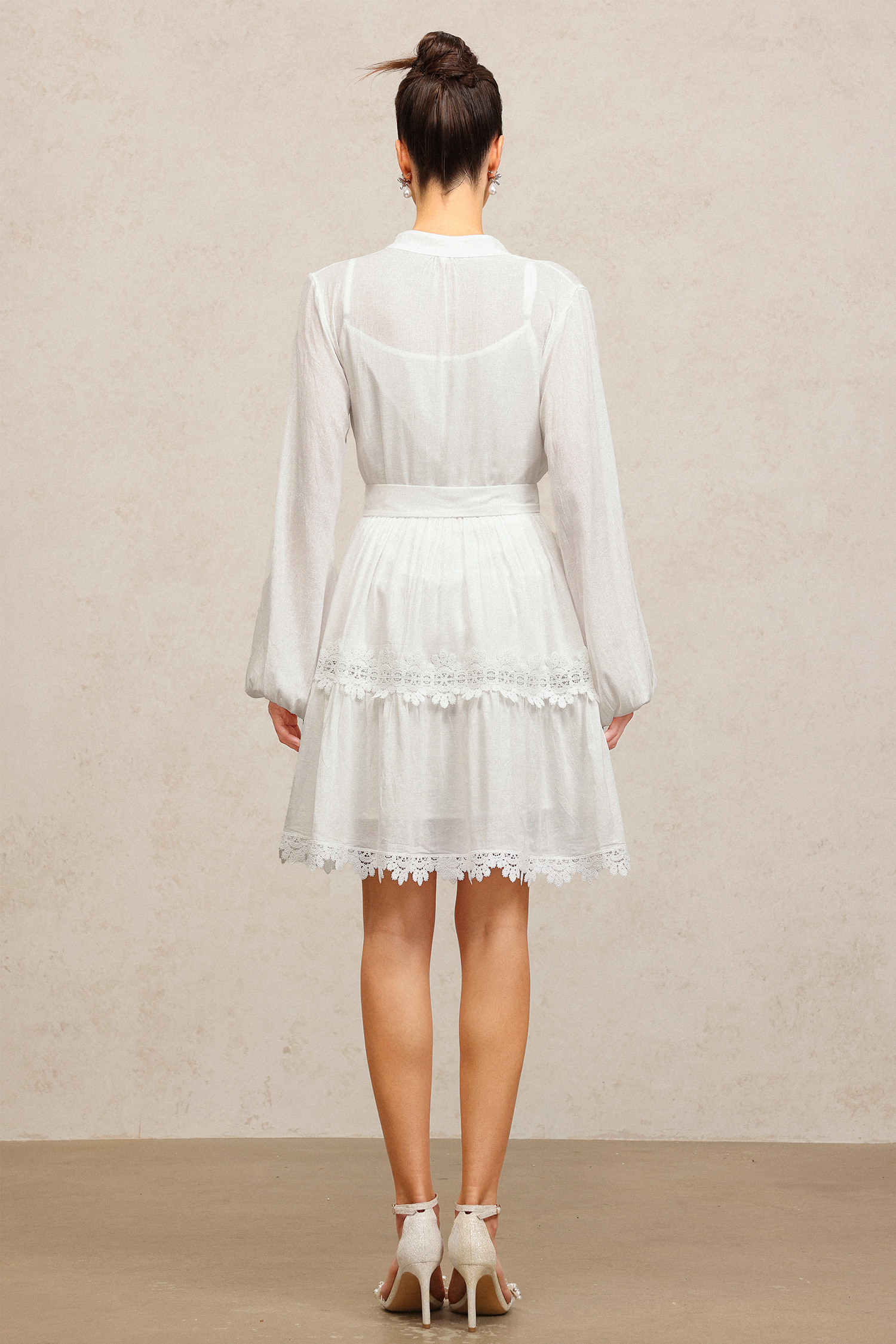 Vosa Long Sleeves Lace Mini Dress