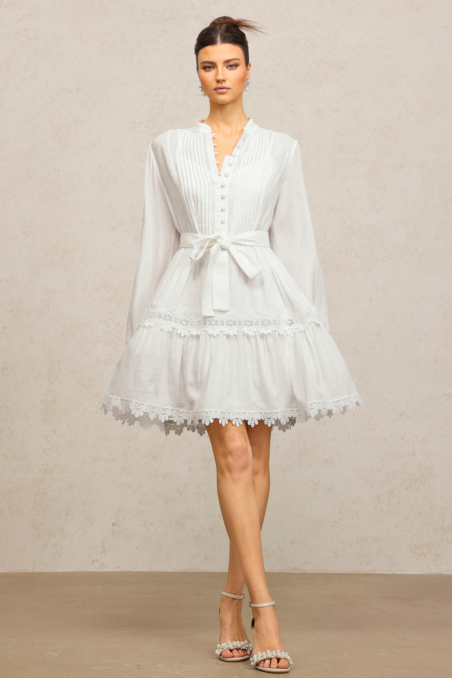 Vosa Long Sleeves Lace Mini Dress