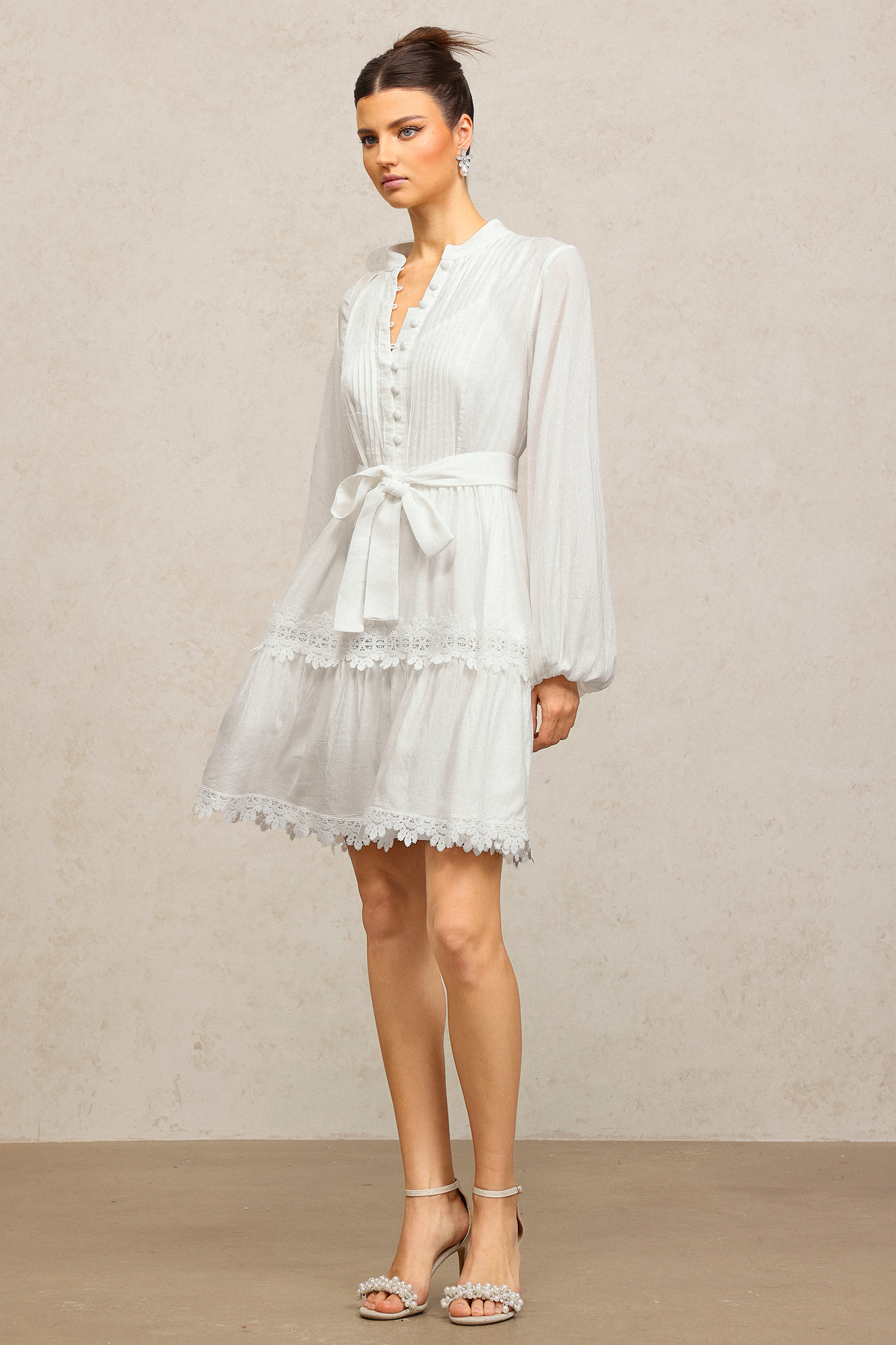 Vosa Long Sleeves Lace Mini Dress