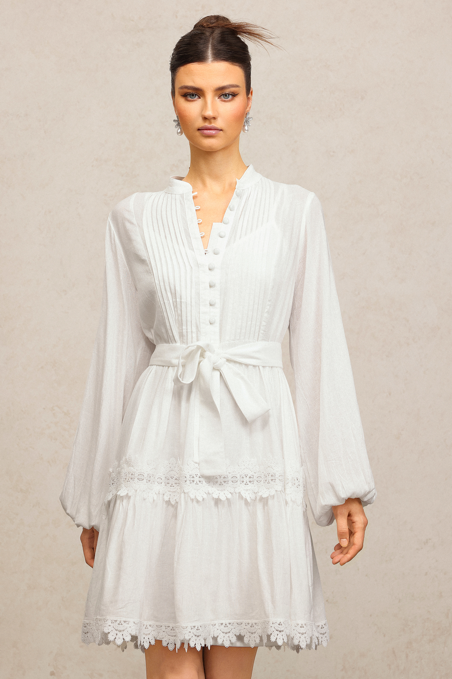 Vosa Long Sleeves Lace Mini Dress