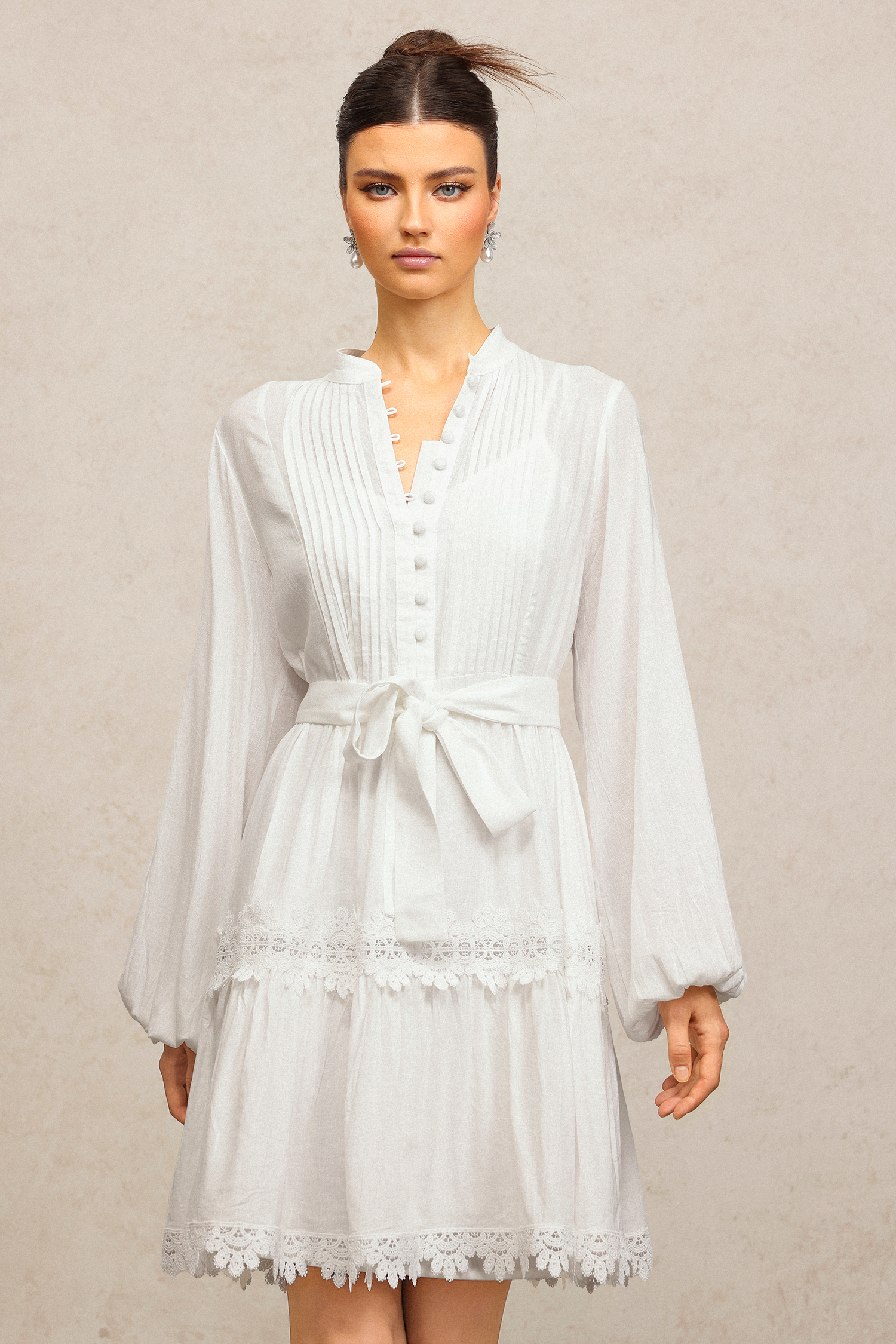 Vosa Long Sleeves Lace Mini Dress