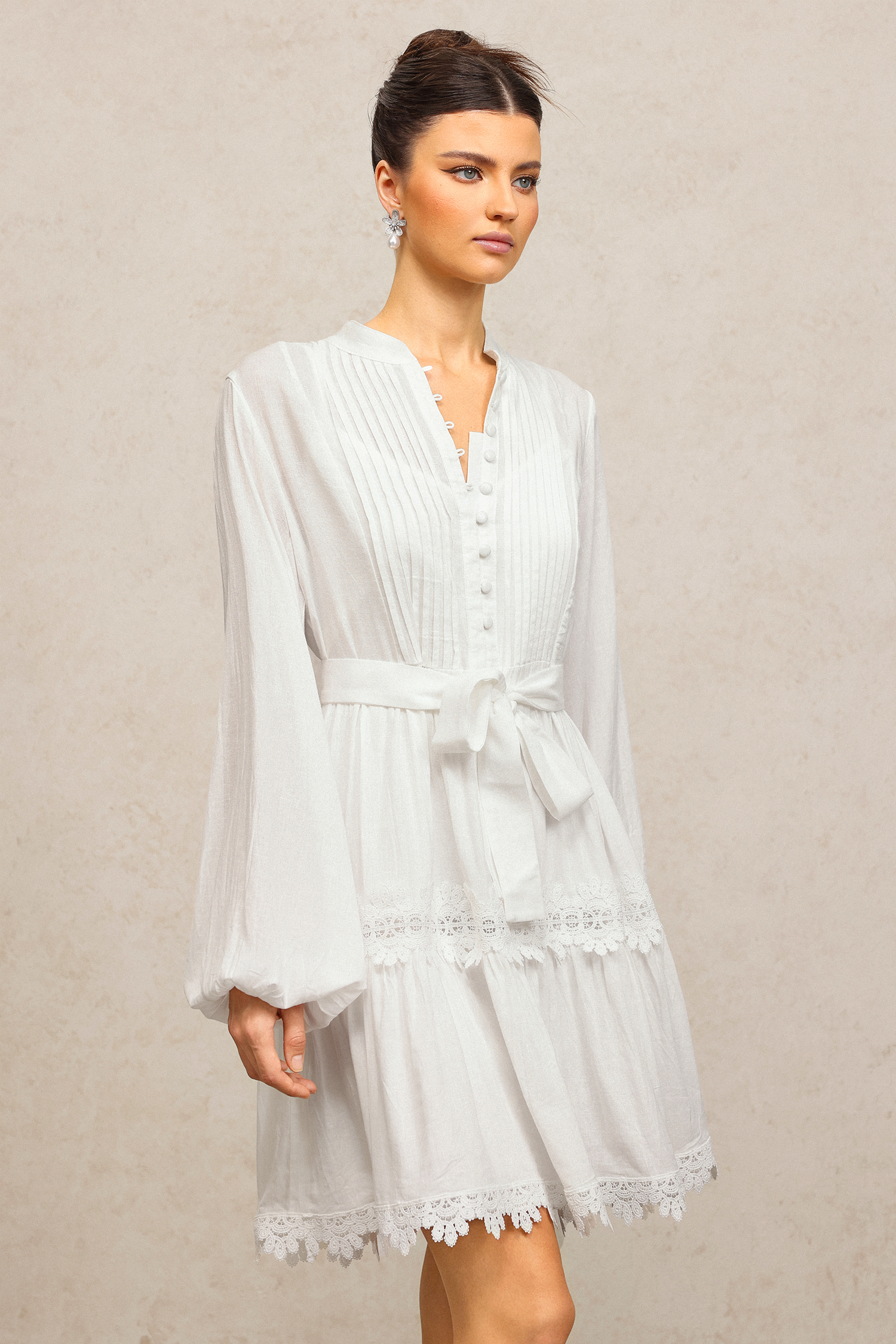 Vosa Long Sleeves Lace Mini Dress