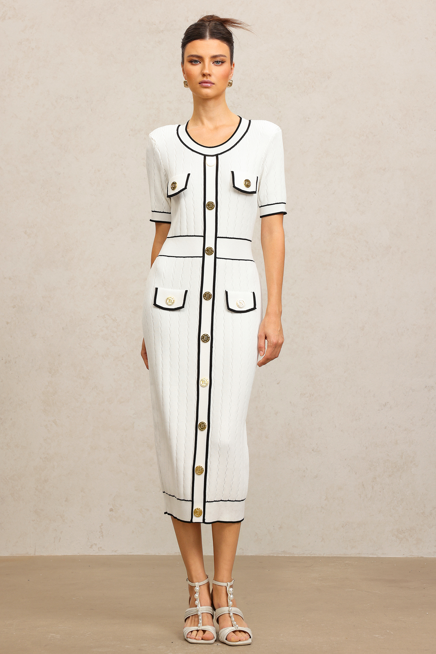 Sadala Round Neck Short Sleeves Midi Dress