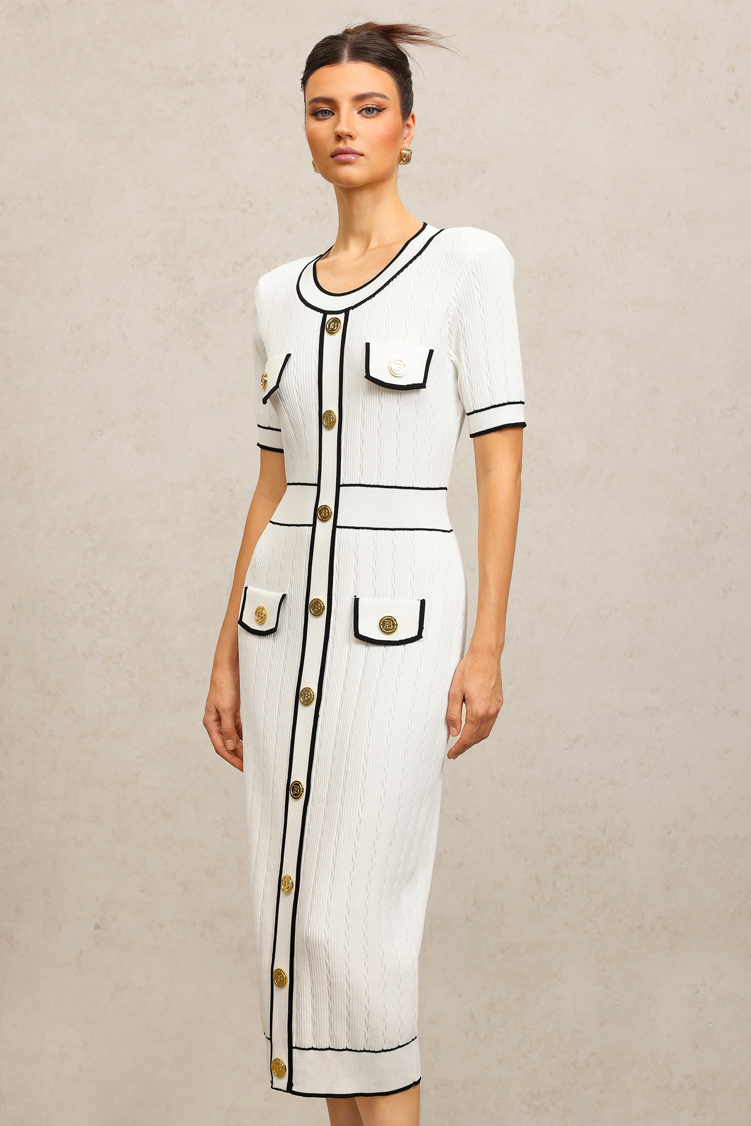 Sadala Round Neck Short Sleeves Midi Dress